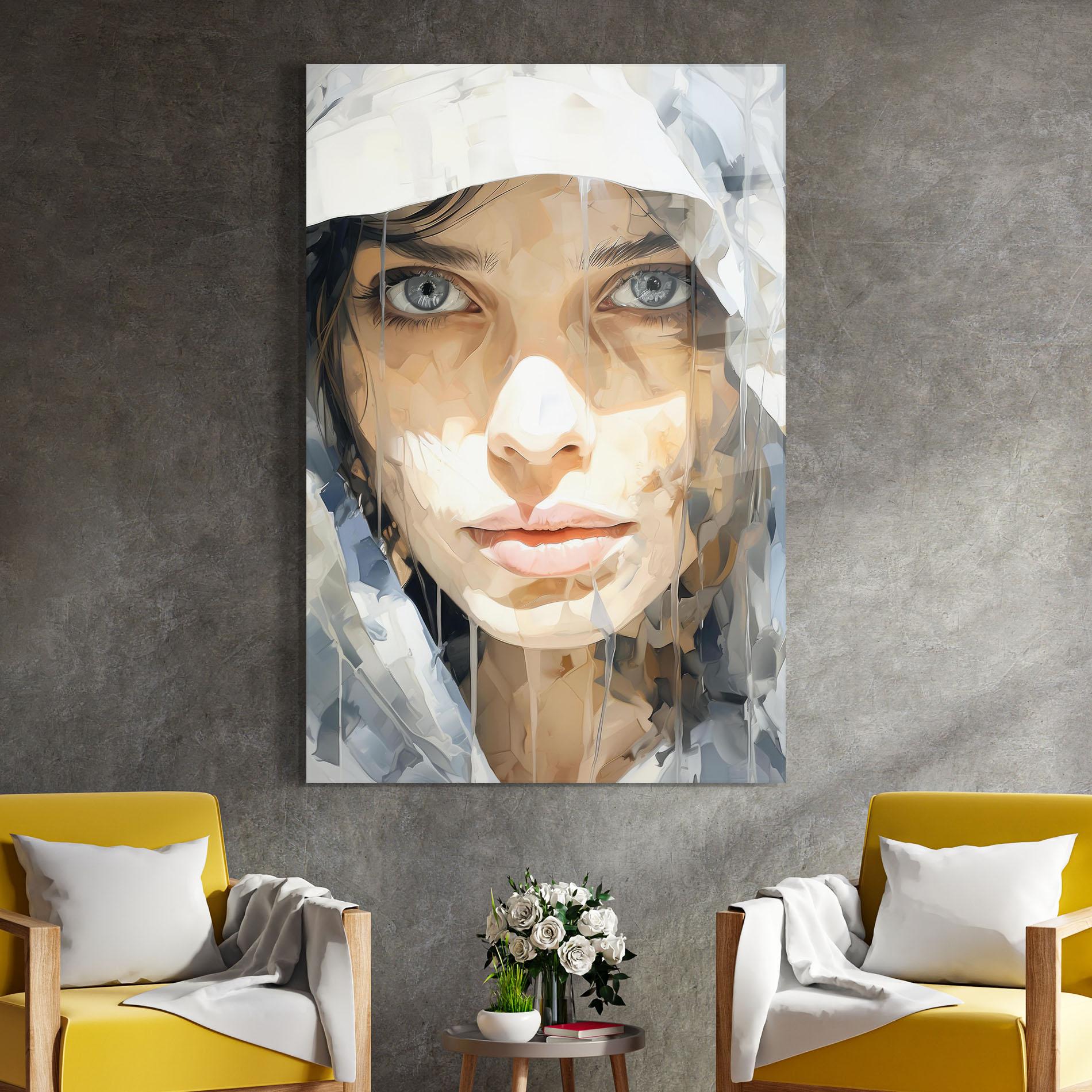 Tablou Sticla Close Up Portrait mockup 4