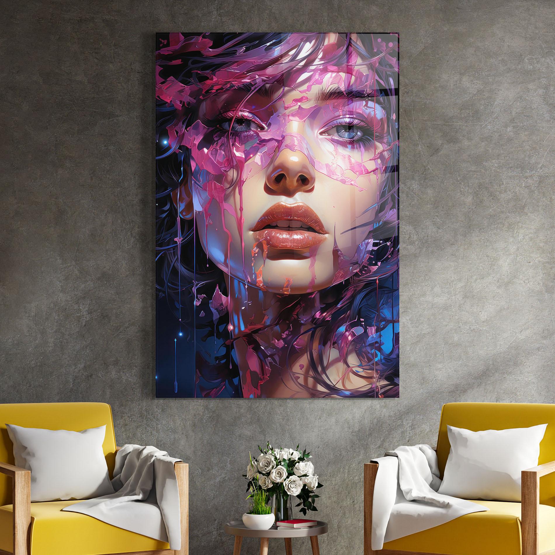 Tablou Sticla Cute Purple Girl mockup 4