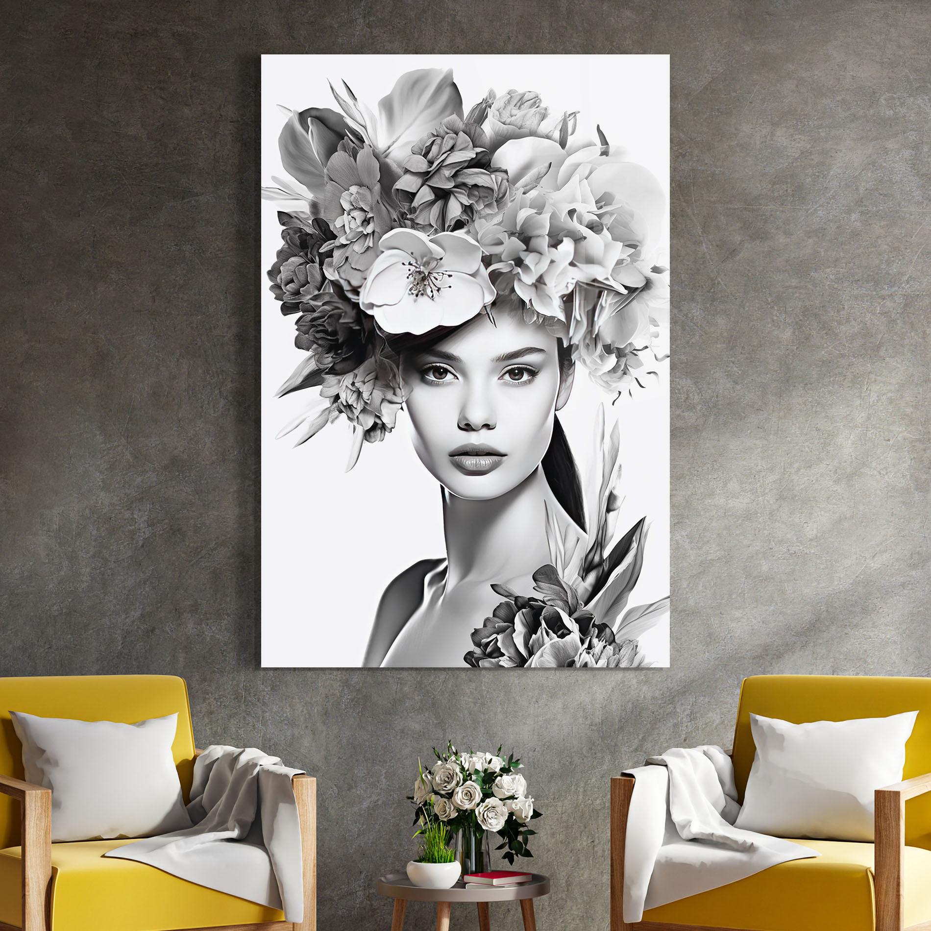 Tablou Sticla Flower Crown Woman mockup 4