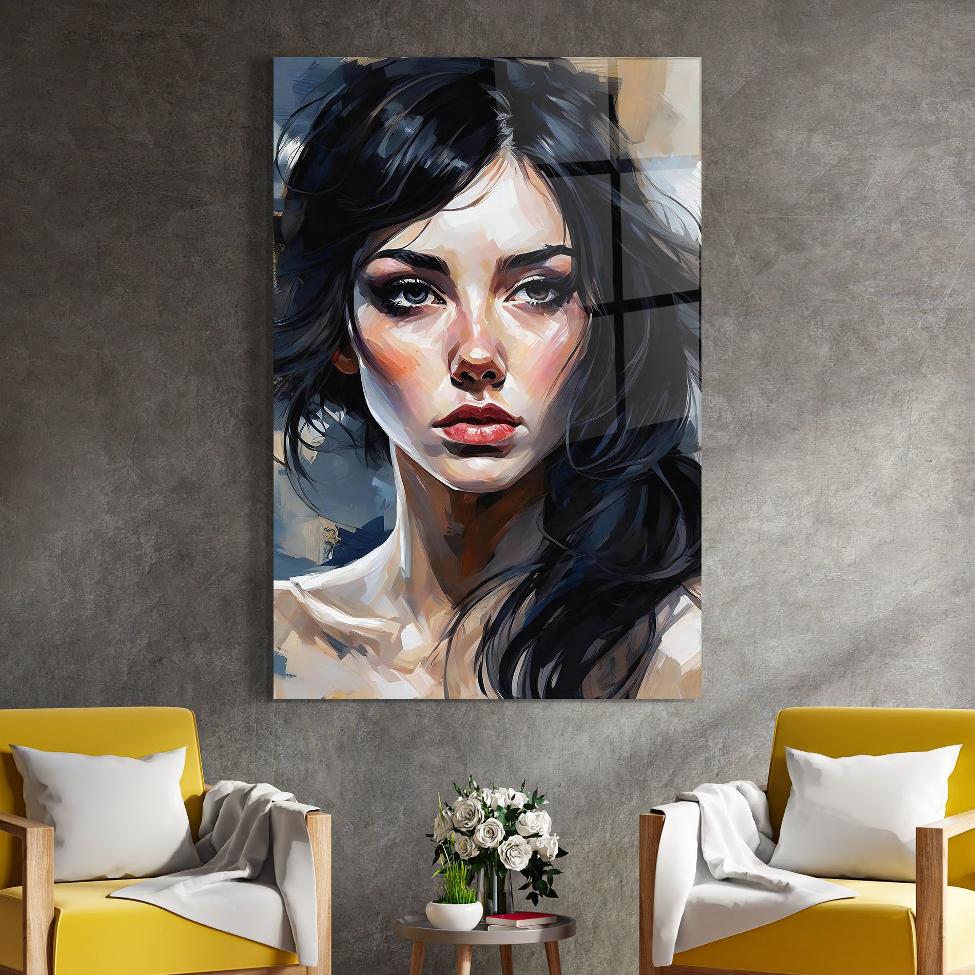 Long Black Hair Portrait mockup 4