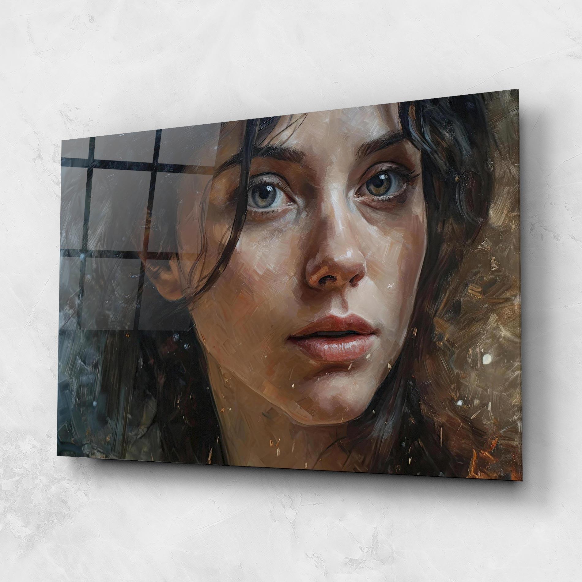 Tablou Sticla Closeup Darkhaired Woman mockup 1