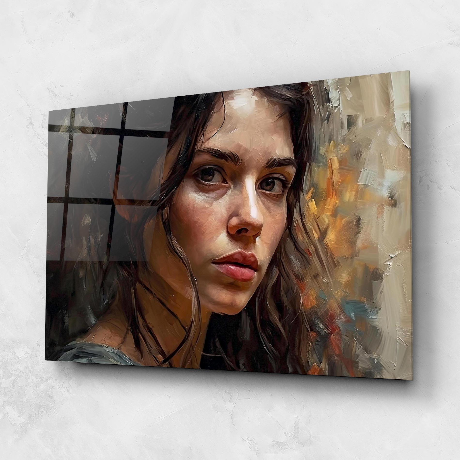 Tablou Sticla Closeup Impasto Portrait mockup 1