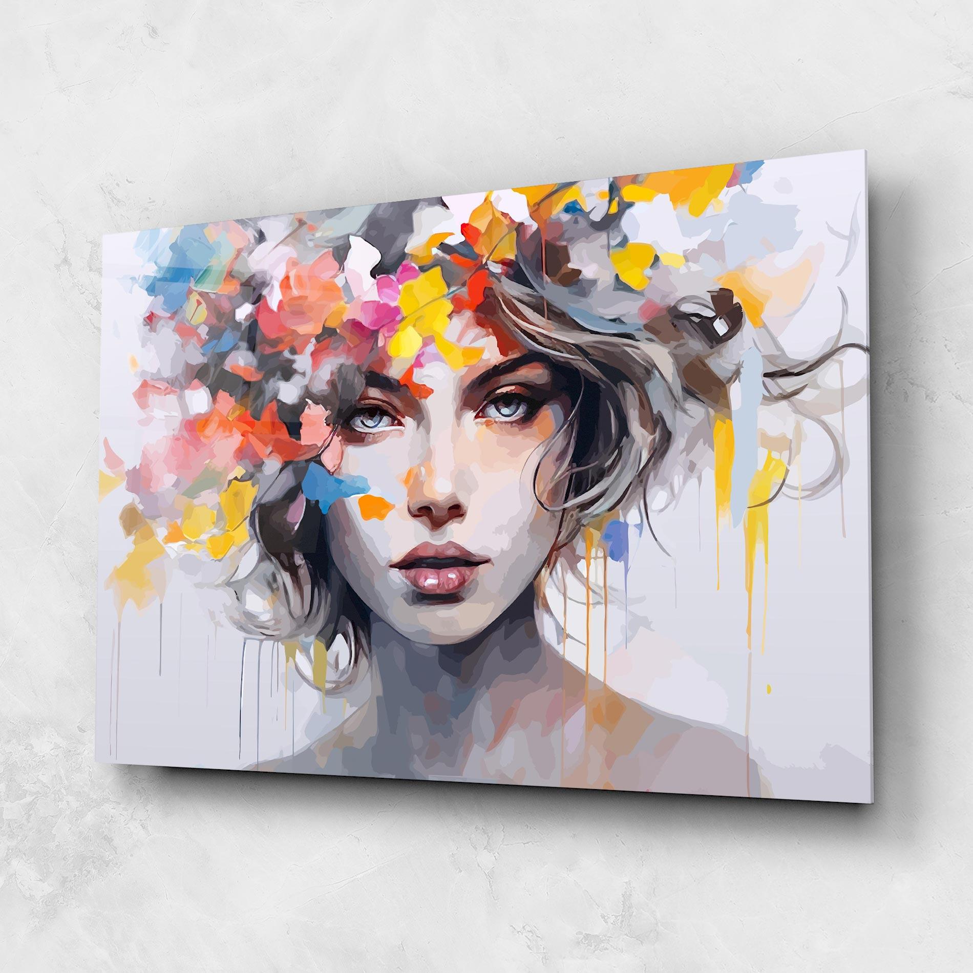 Tablou Sticla Colorful Hair Portrait mockup 1