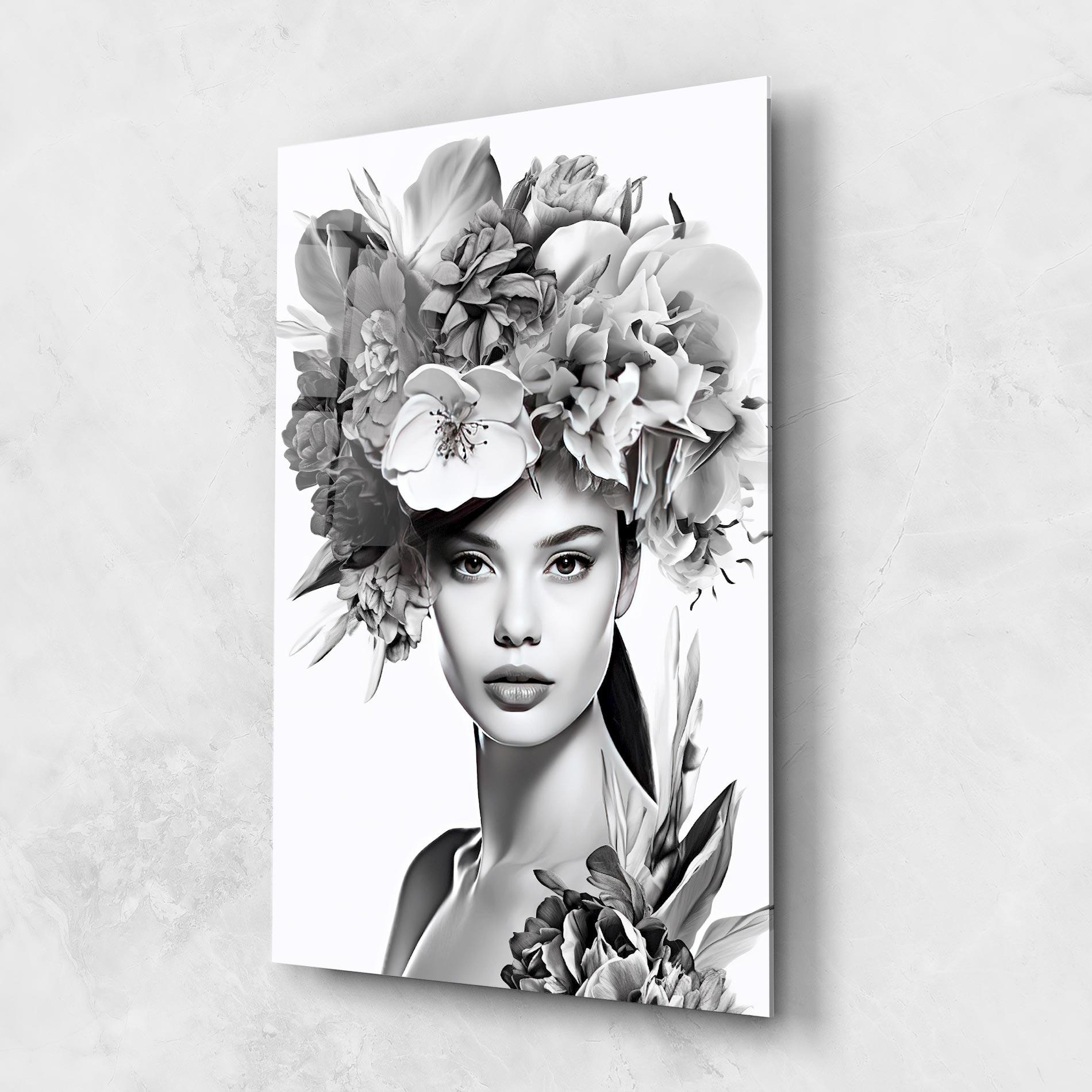 Tablou Sticla Flower Crown Woman mockup 1
