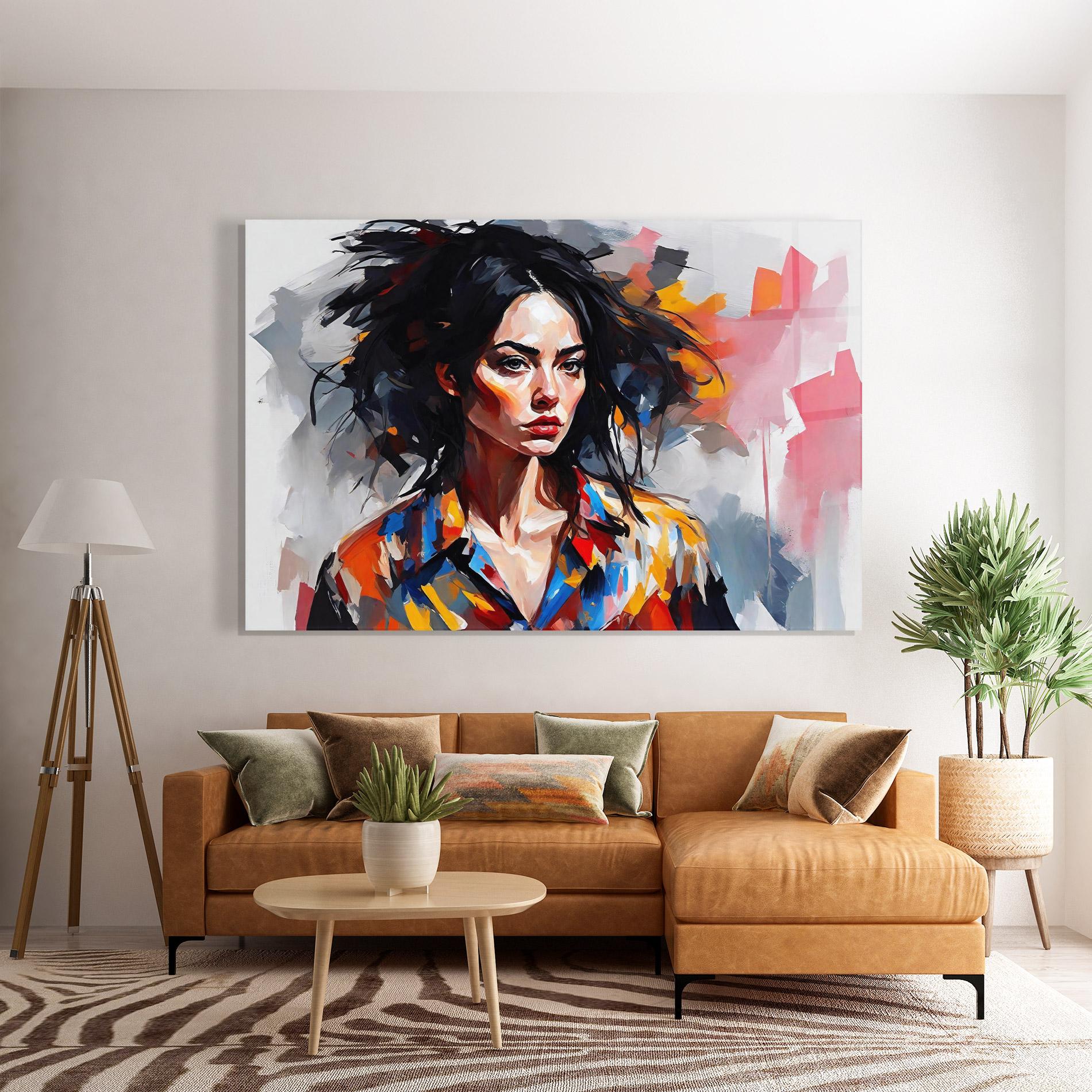 Tablou Sticla Artistic Oil Woman mockup 7