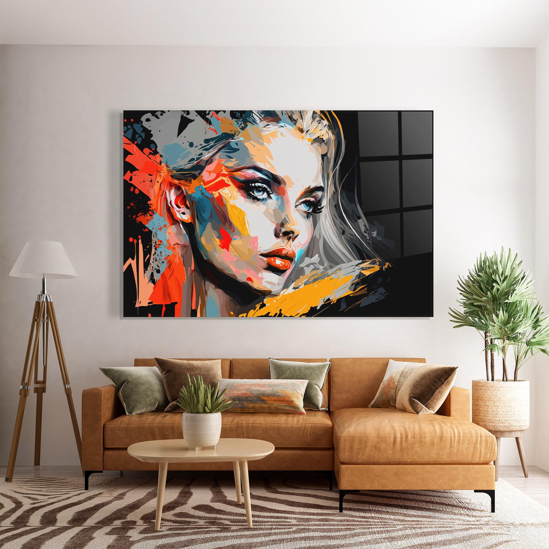 Tablou Sticla Blue Eye Face mockup 7