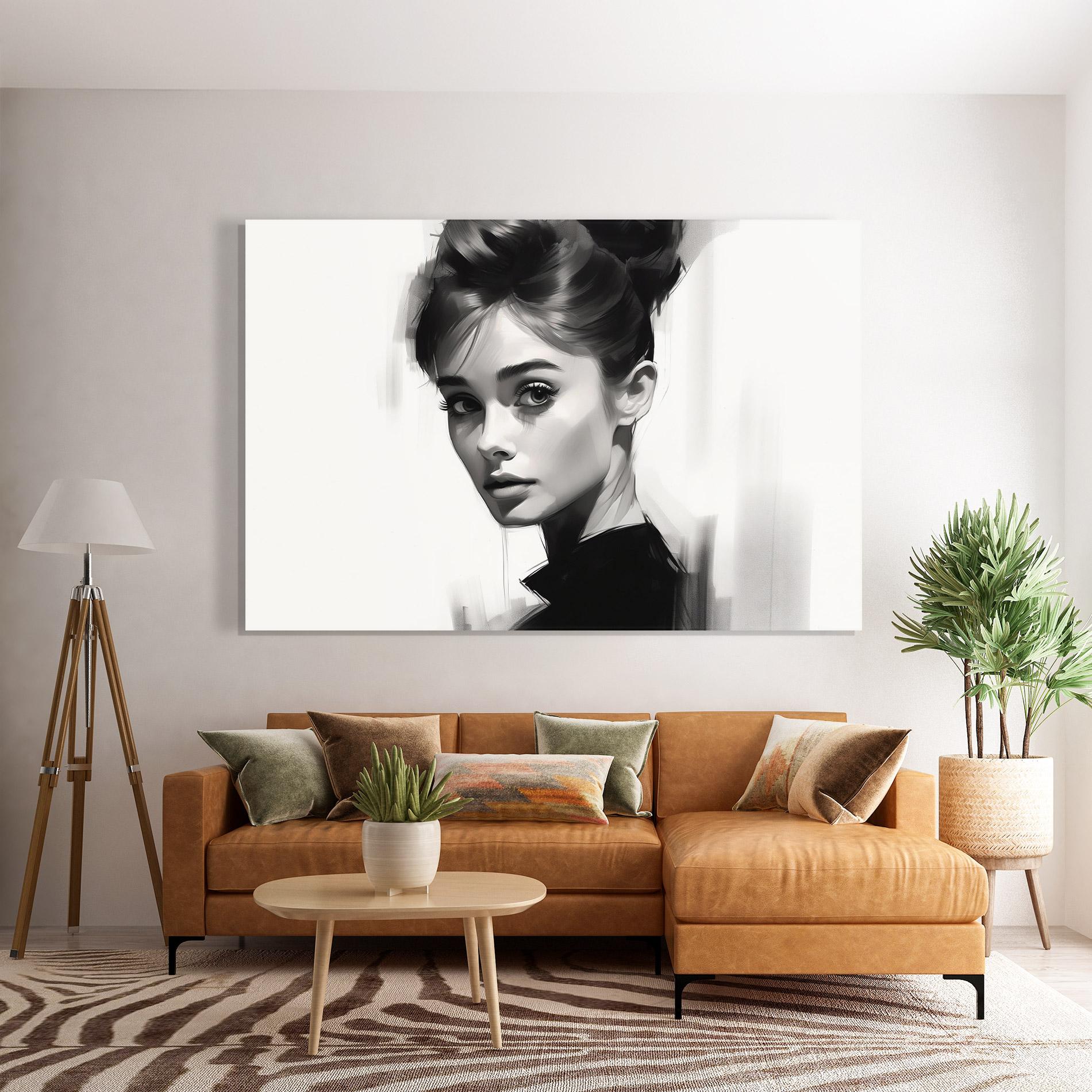 Tablou Sticla Hepburn Portrait mockup 7