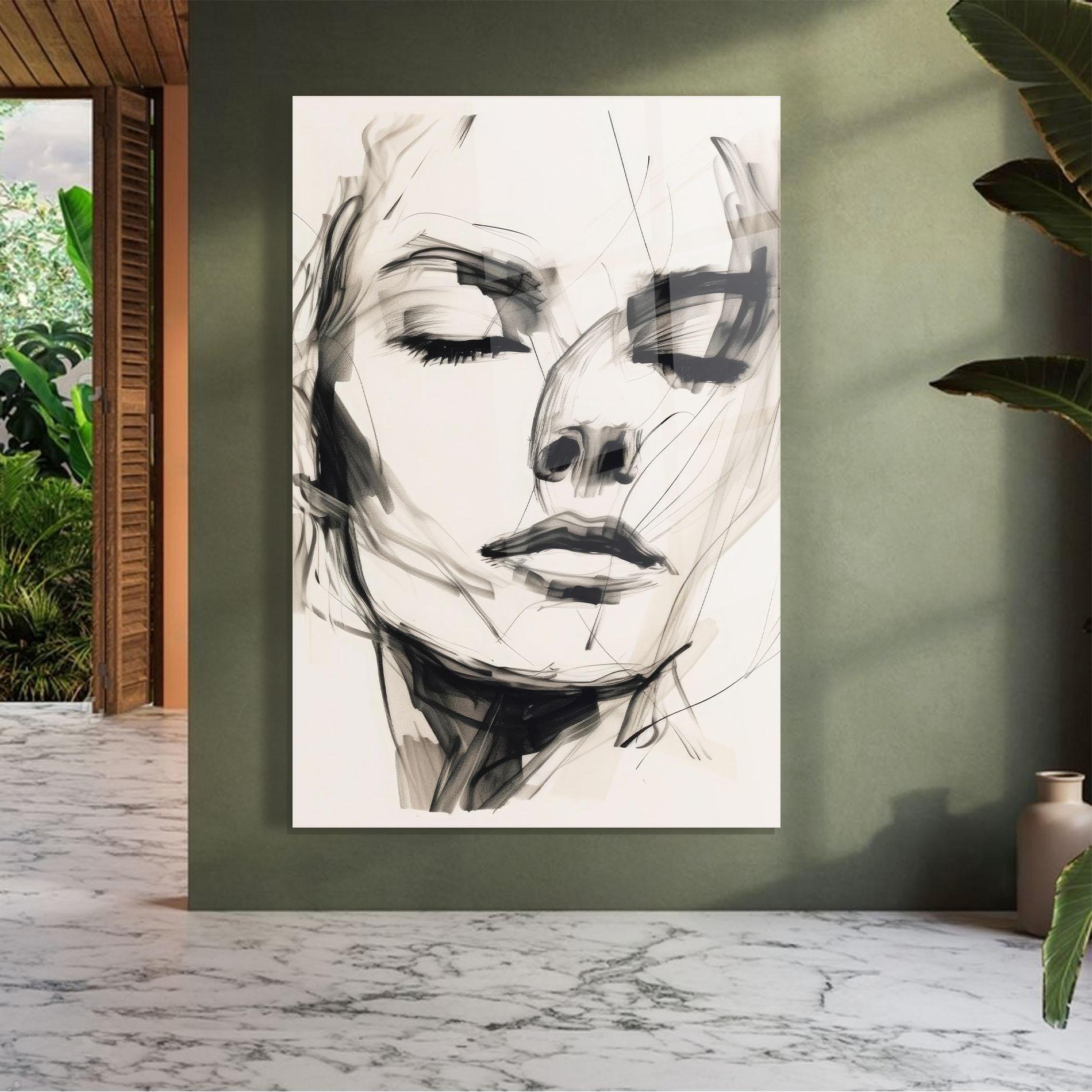 Tablou Sticla Continuous Line Woman mockup 7