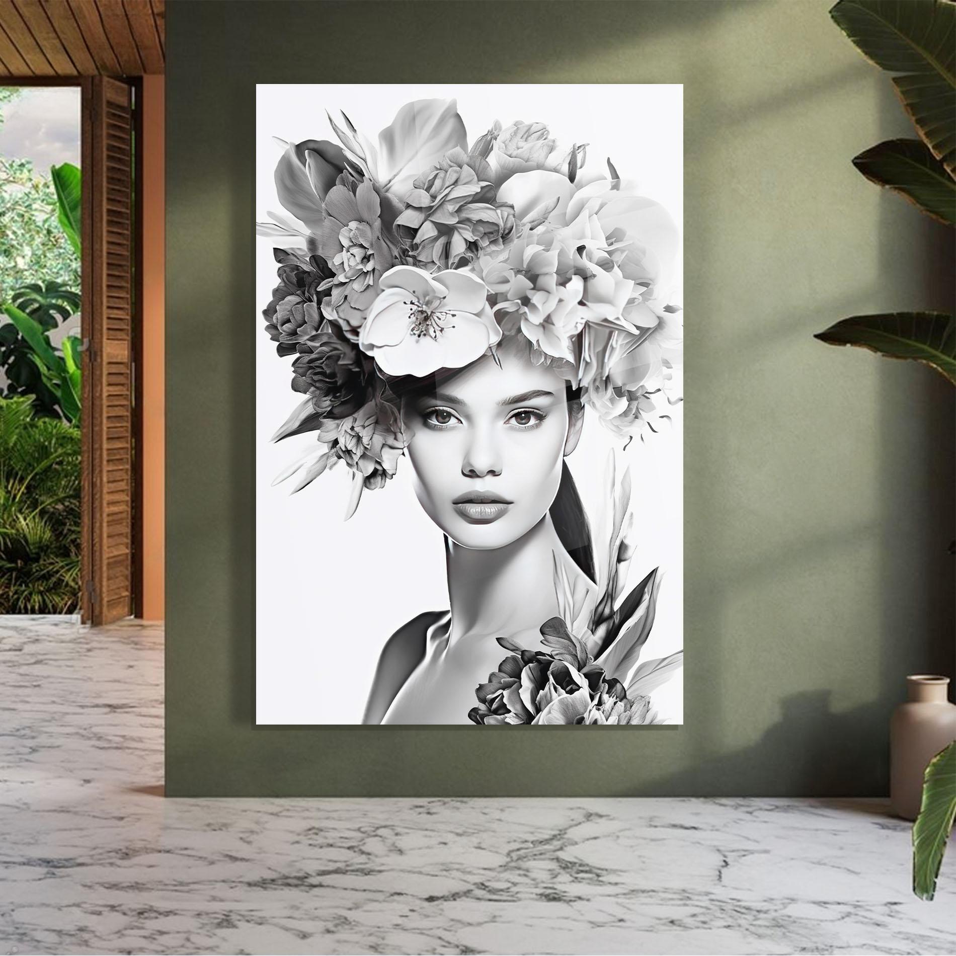 Tablou Sticla Flower Crown Woman mockup 7