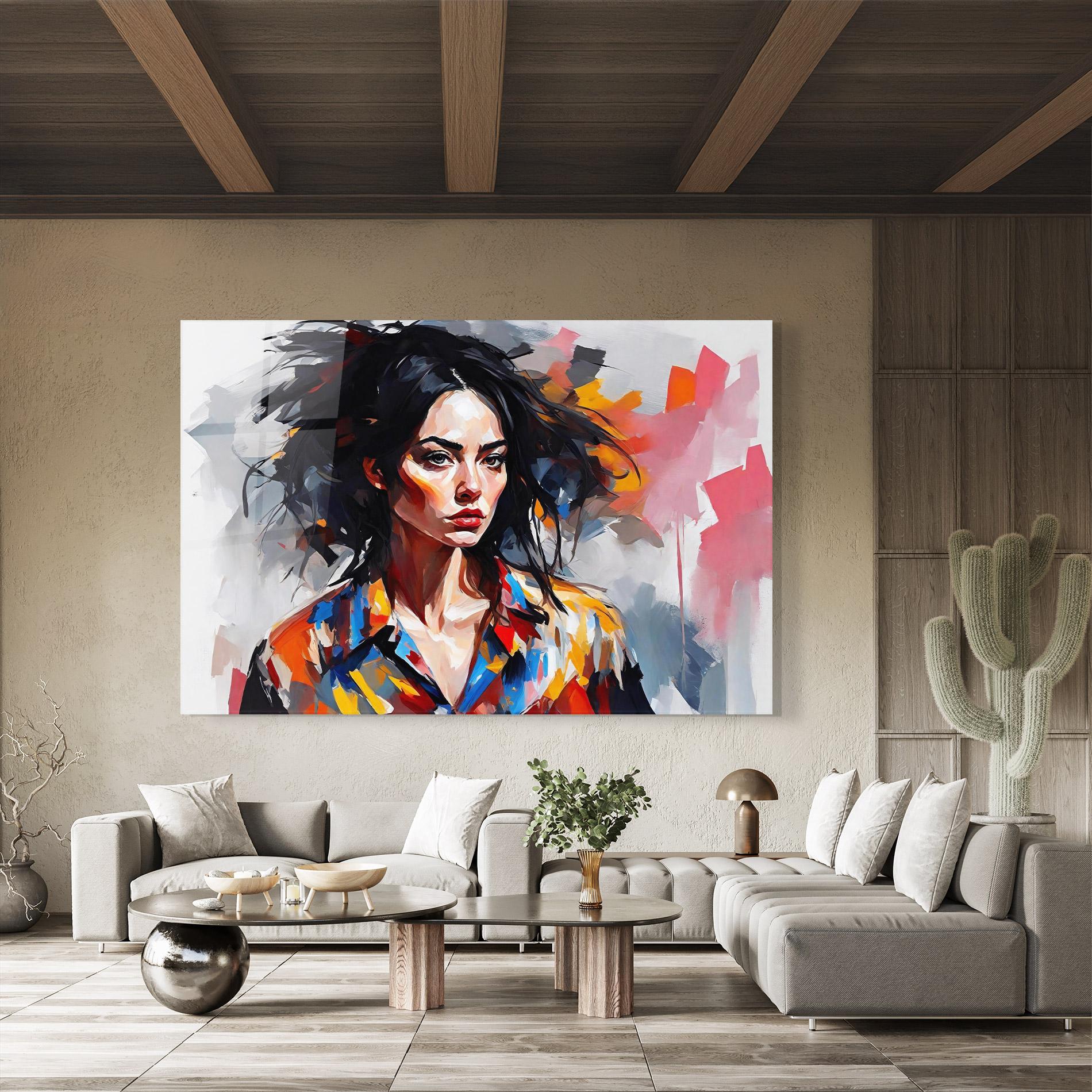 Tablou Sticla Artistic Oil Woman mockup 8