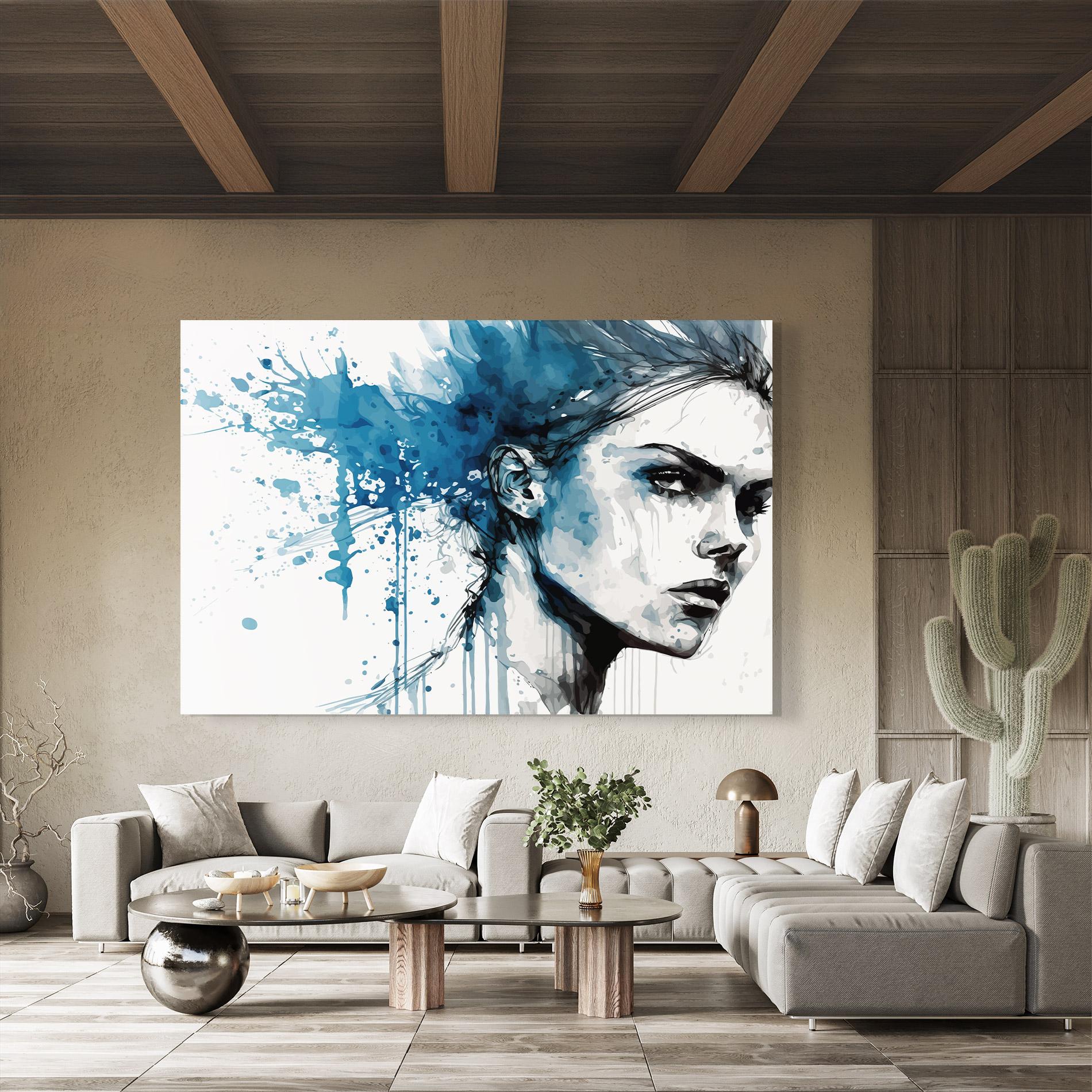 Tablou Sticla Blue Splash Portrait mockup 8
