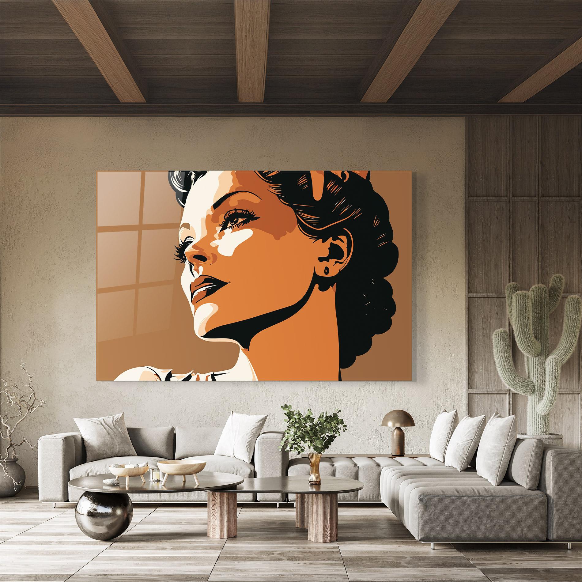 Tablou Sticla Brown Portrait Lady mockup 8