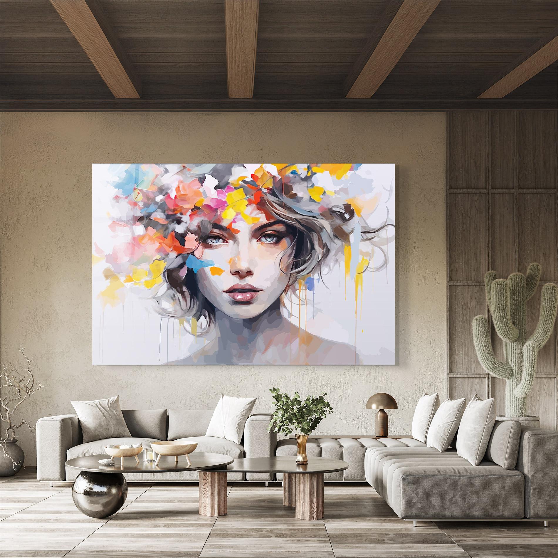 Tablou Sticla Colorful Hair Portrait mockup 8