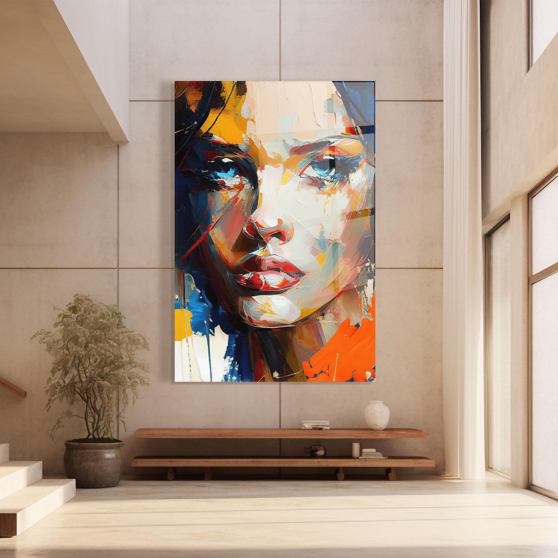 Tablou Sticla Beautiful Brunette Woman mockup 8