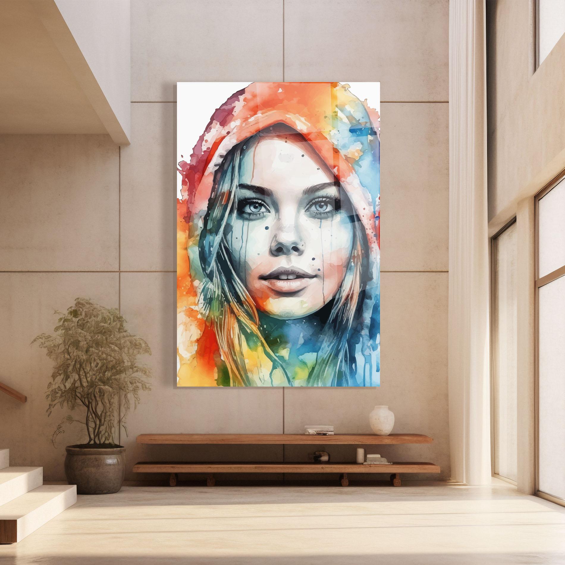 Tablou Sticla Colorful Portrait Art mockup 8