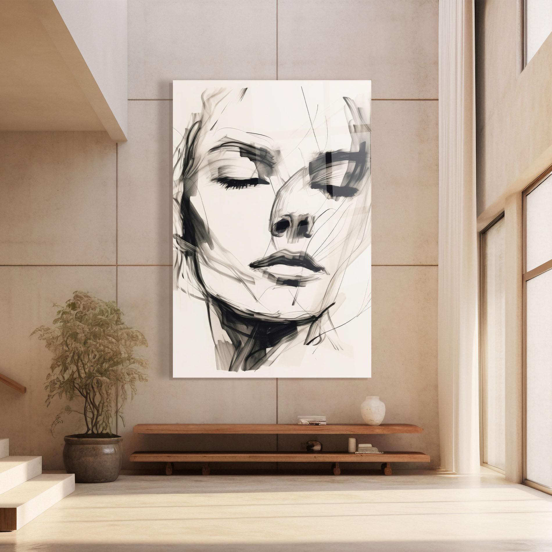 Tablou Sticla Continuous Line Woman mockup 8