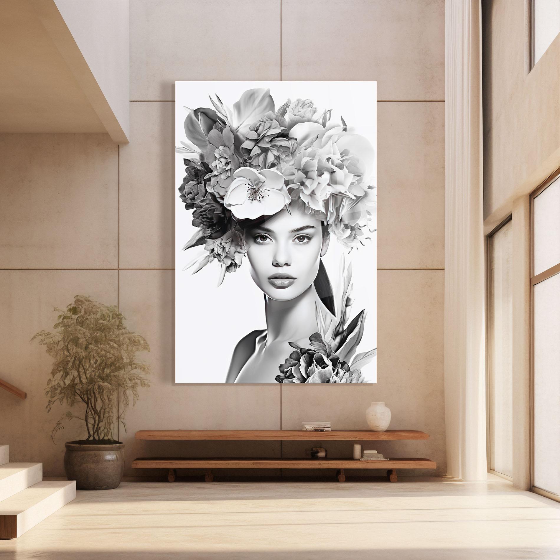 Tablou Sticla Flower Crown Woman mockup 8