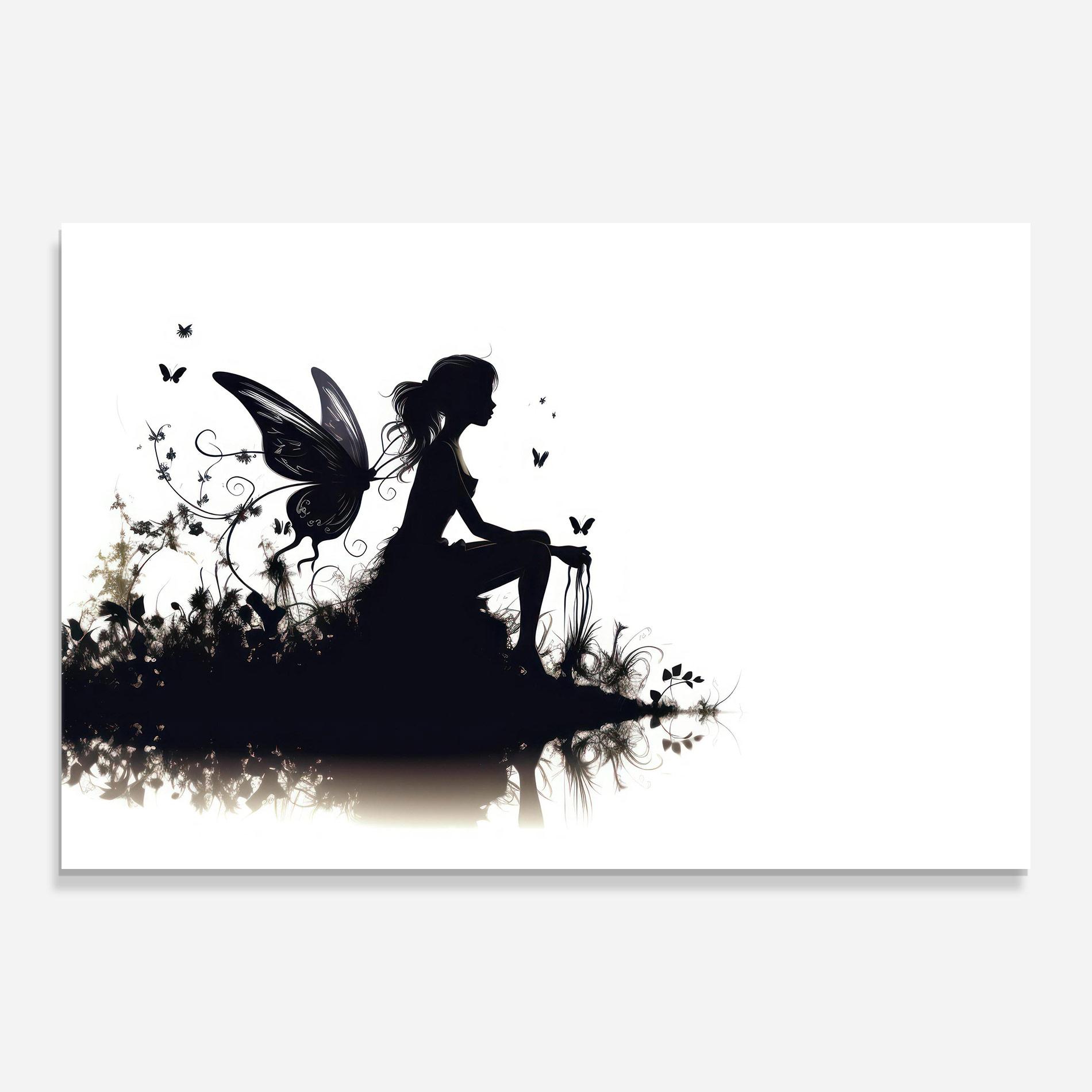 Tablou Sticla Butterfly Woman Shilouette mockup 0