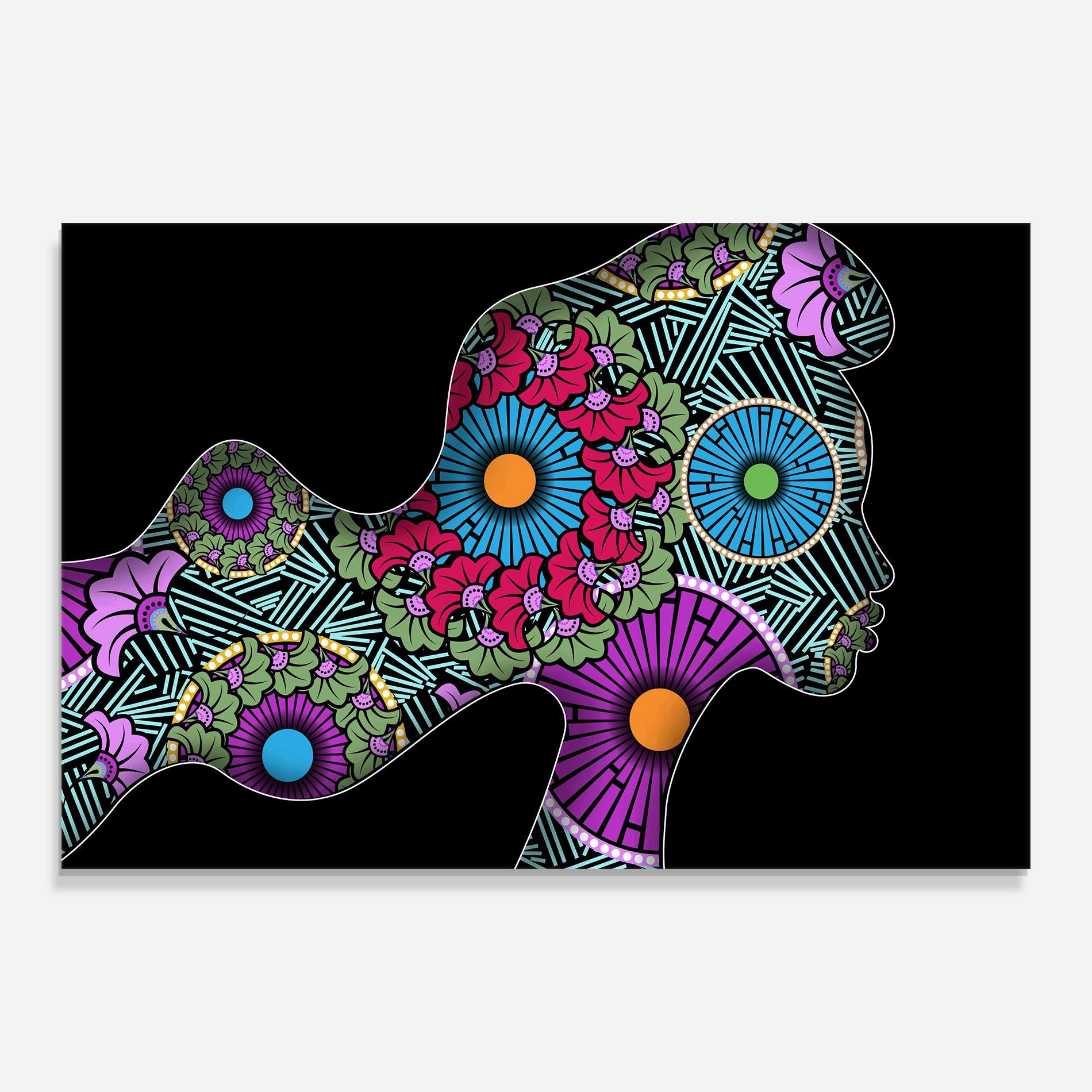 Tablou Sticla Colorful Shilouette mockup 0