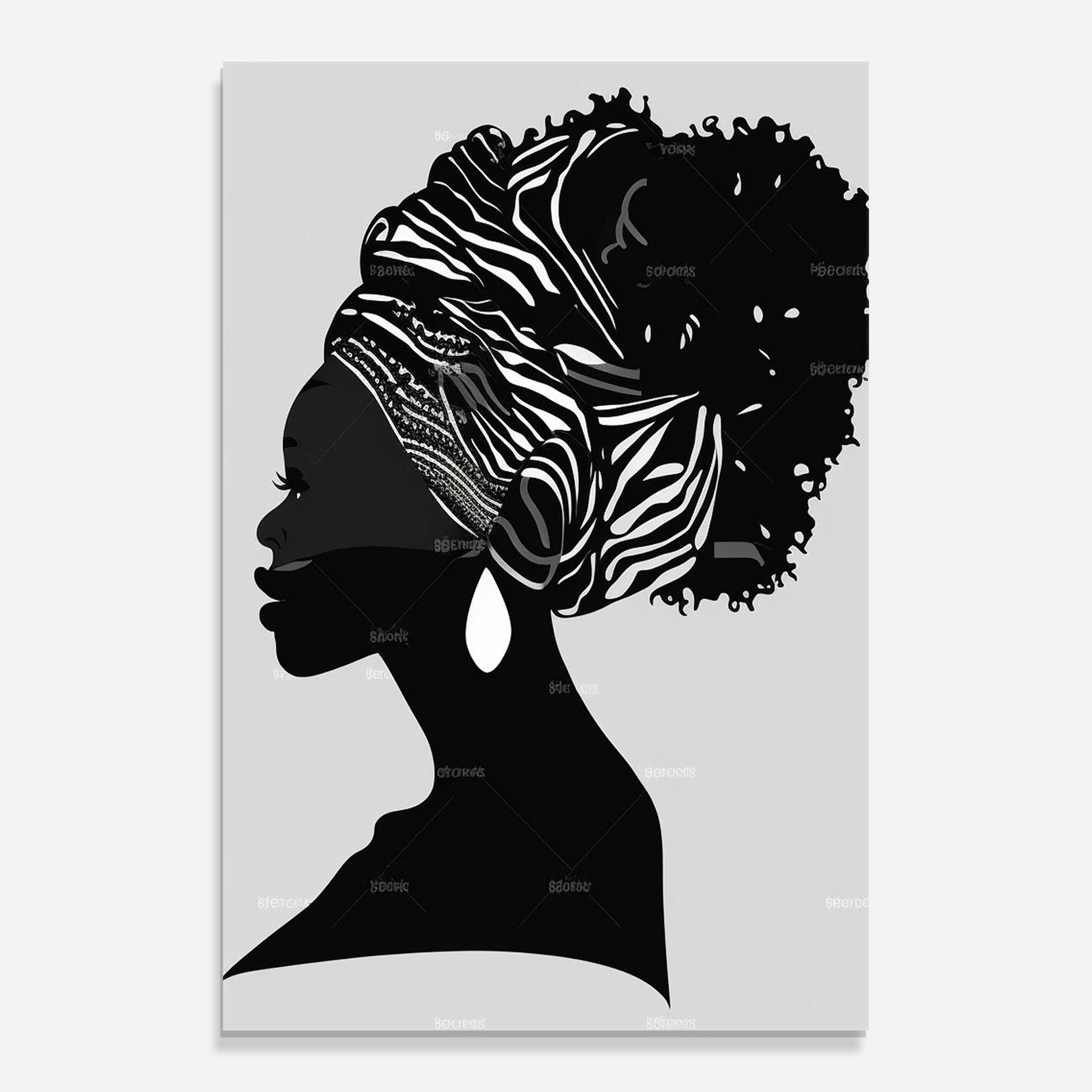 Tablou Sticla Black Woman Silhouette mockup 0