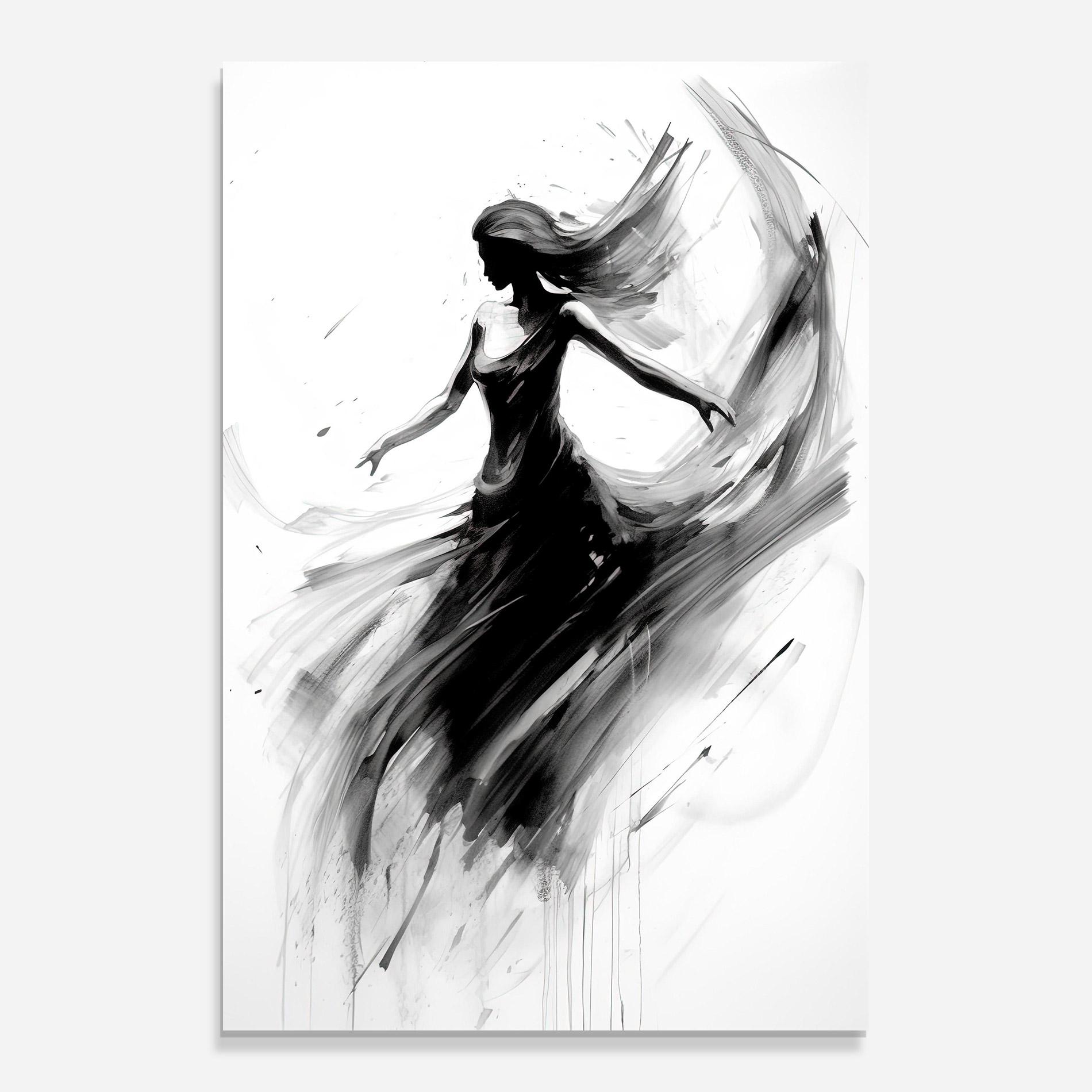 Tablou Sticla Dancing Woman Drawn mockup 0