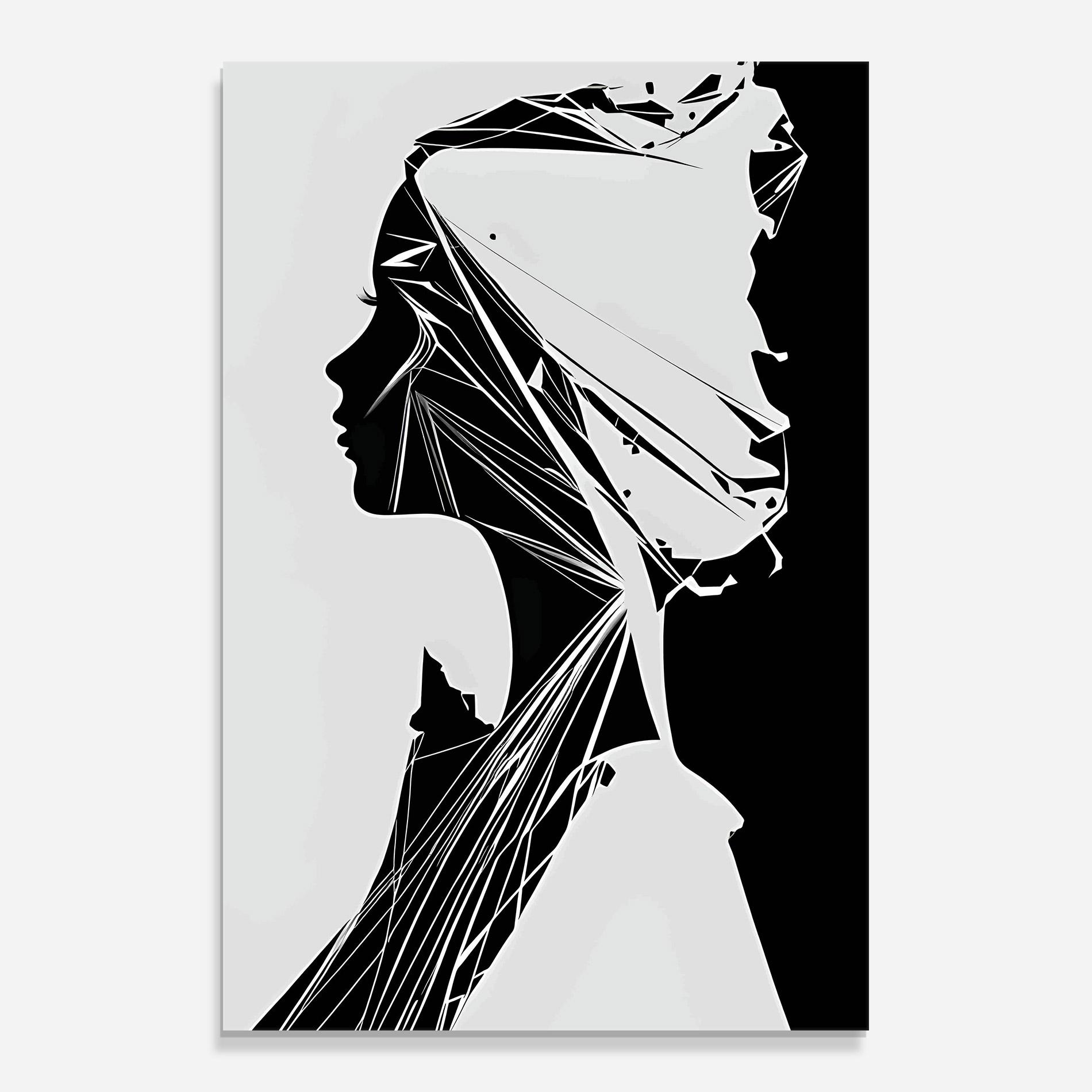 Tablou Sticla Girl Shilouette Art mockup 0