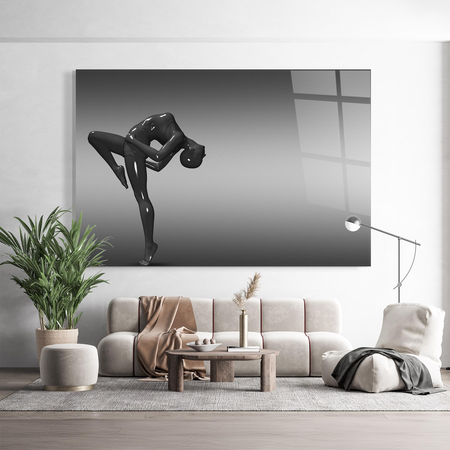 Tablou Sticla Black Glossy Female Dancer mockup 9