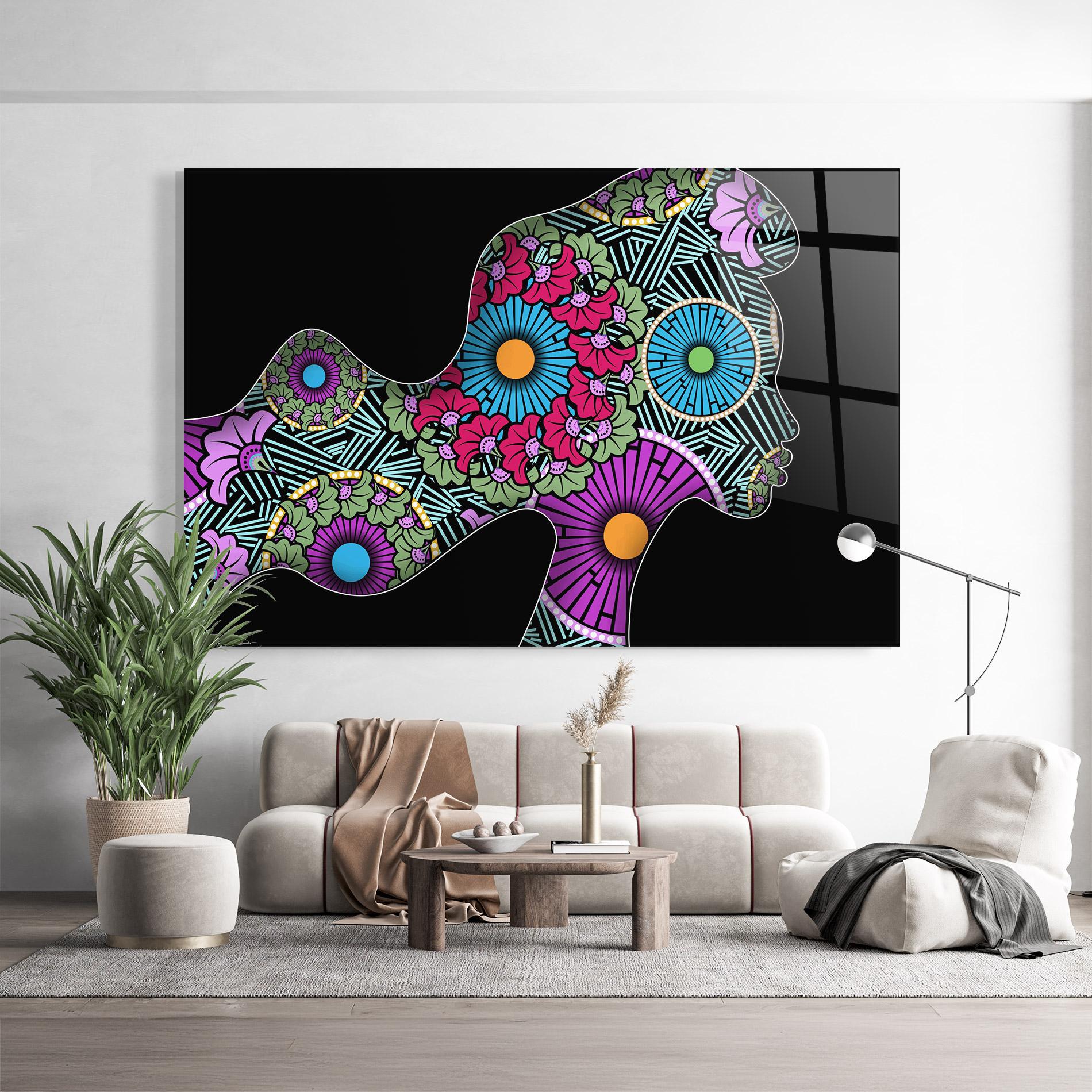 Tablou Sticla Colorful Shilouette mockup 9