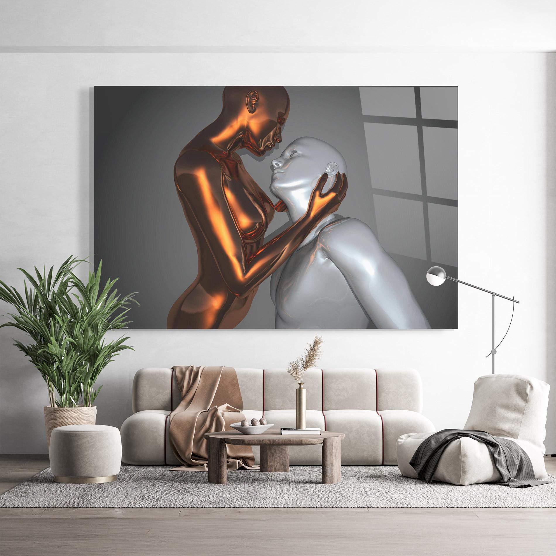 Tablou Sticla Gold Silver Couple mockup 9