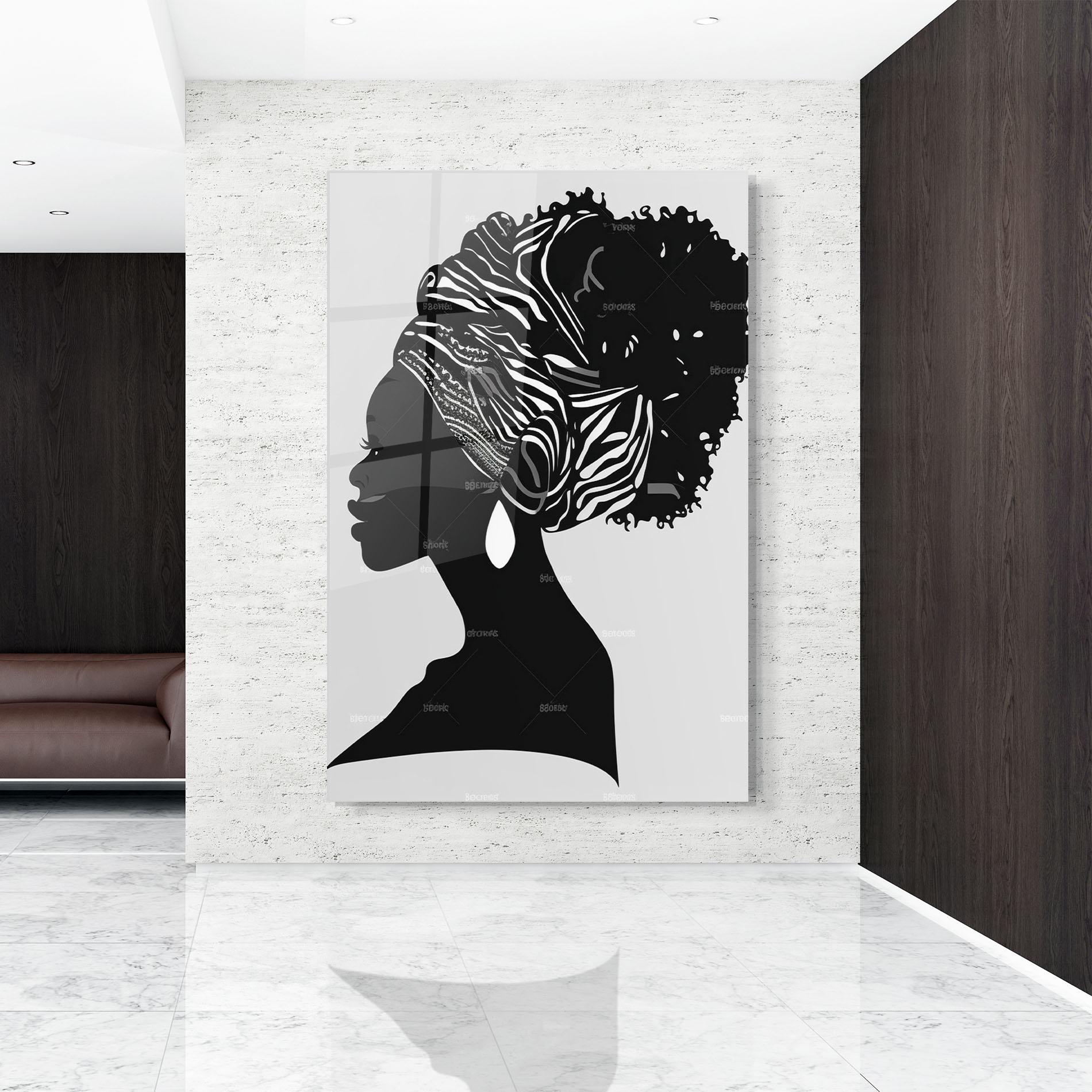 Tablou Sticla Black Woman Silhouette mockup 9