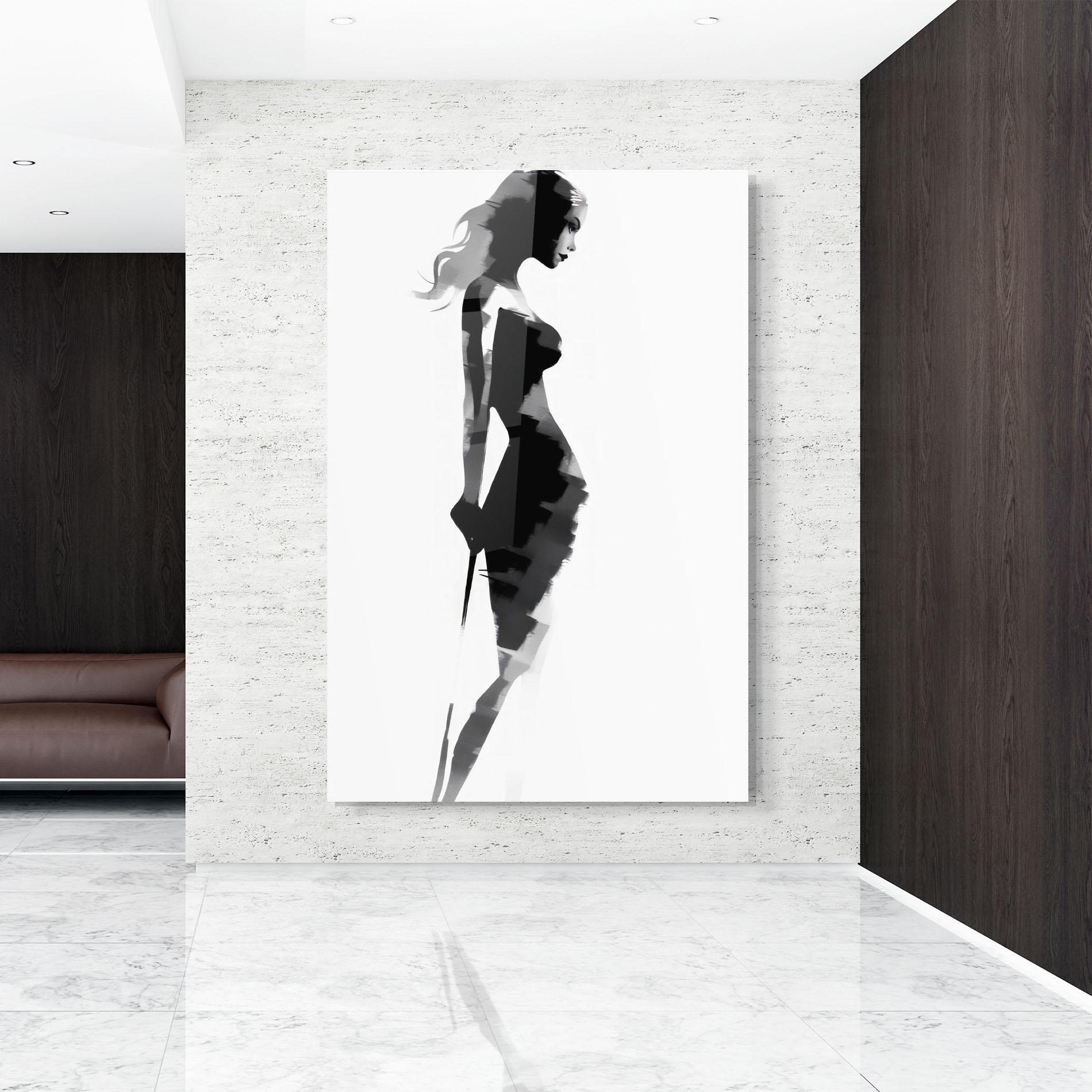 Tablou Sticla Brush Contour Drawing mockup 9