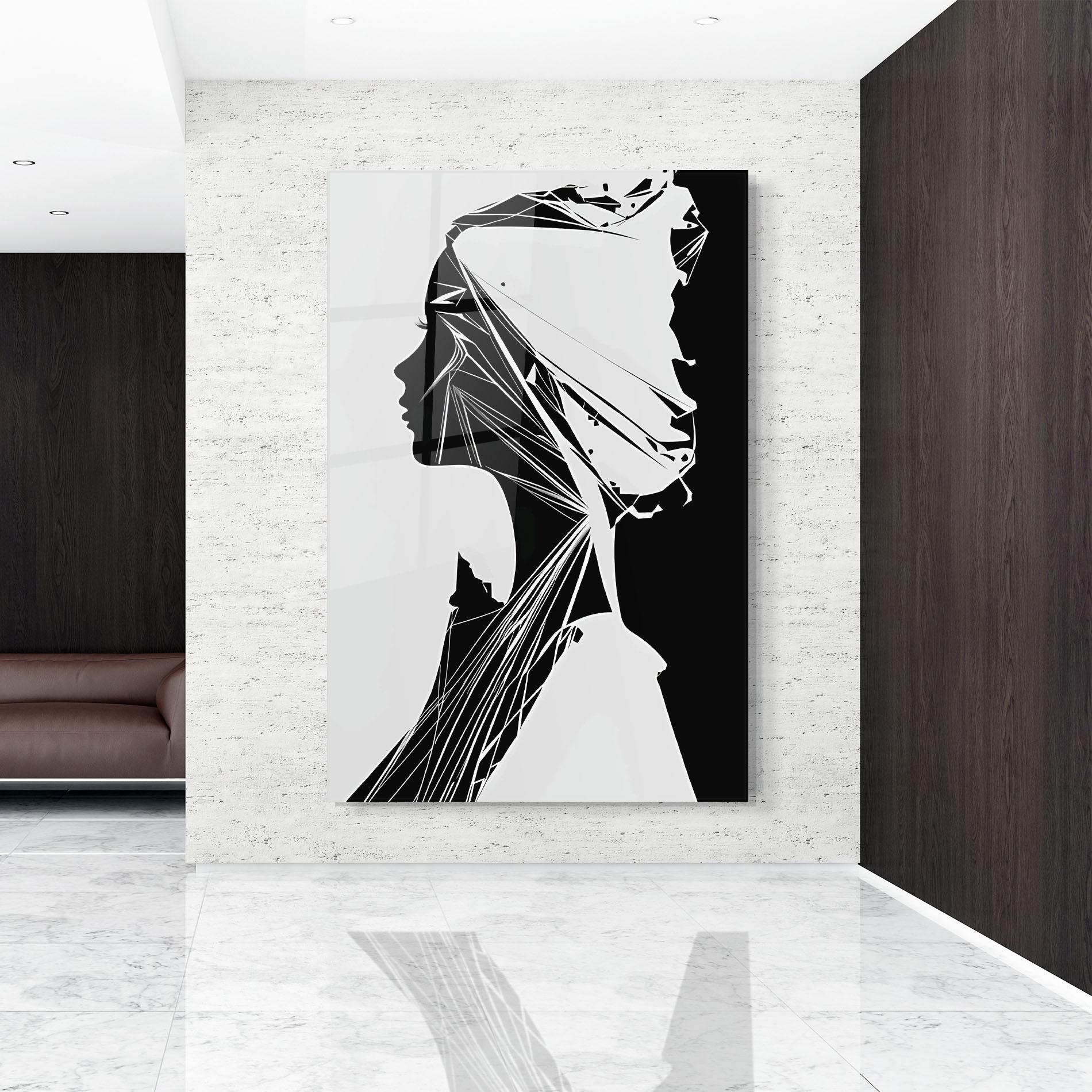 Tablou Sticla Girl Shilouette Art mockup 9