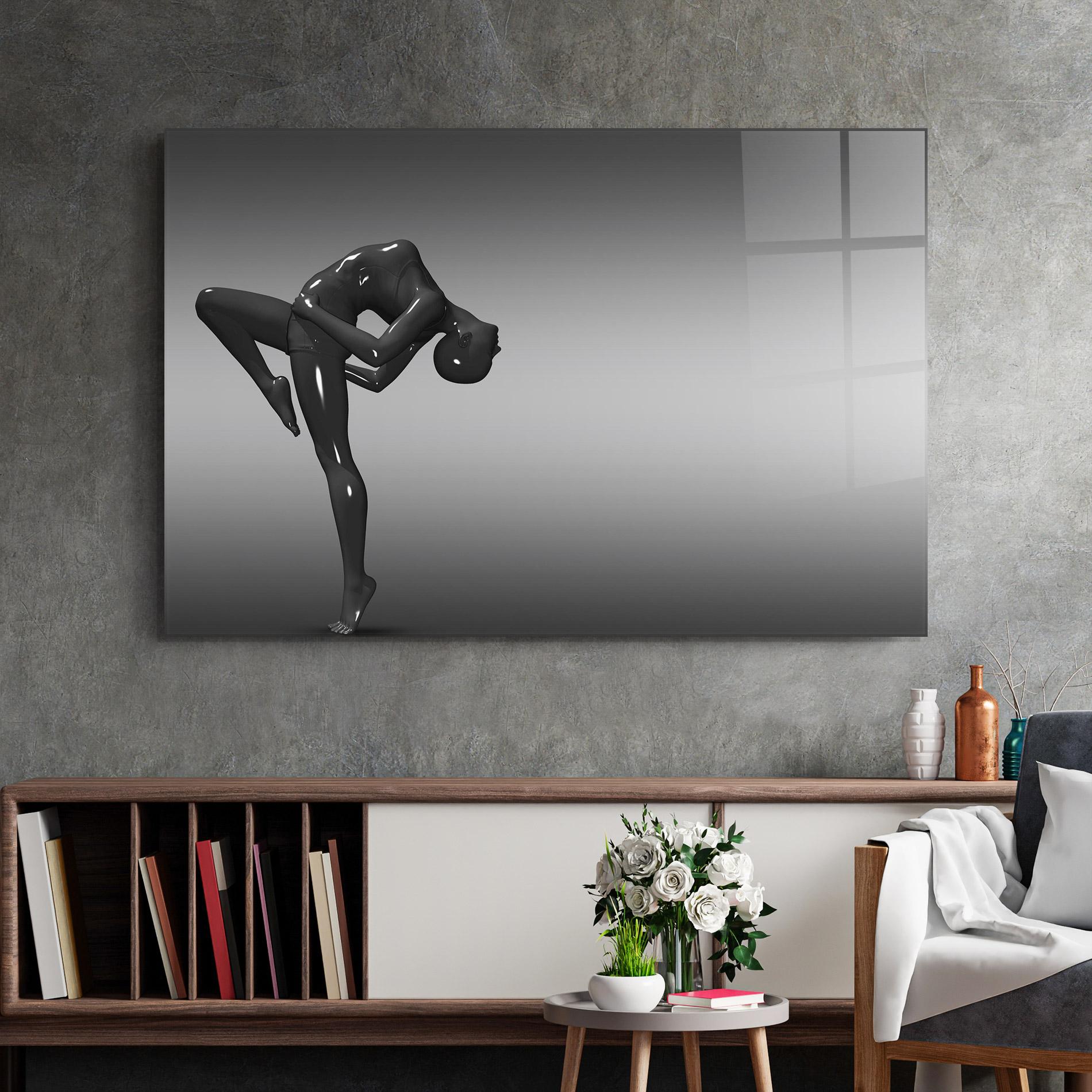 Tablou Sticla Black Glossy Female Dancer mockup 2