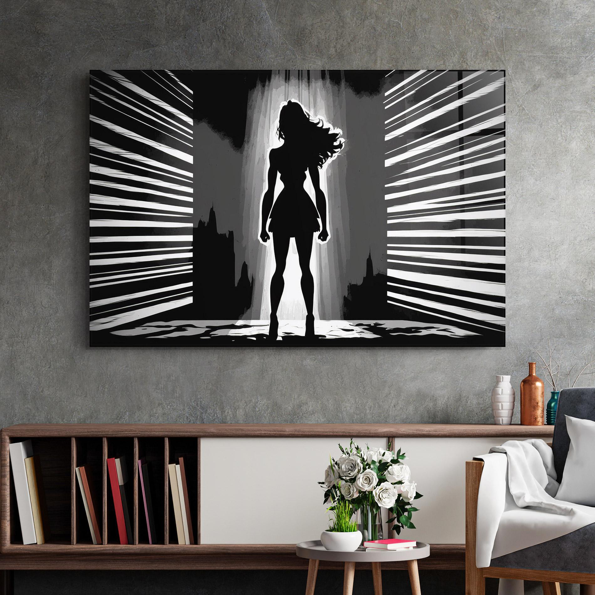 Tablou Sticla Dark Girl Power mockup 2