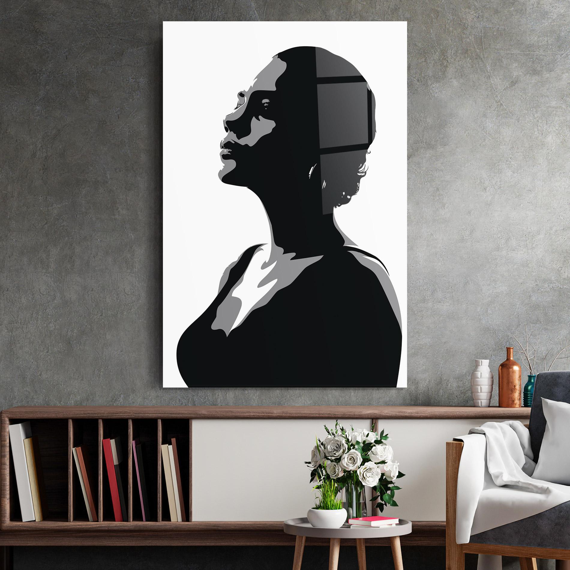 Tablou Sticla Black Woman Shilouette mockup 2