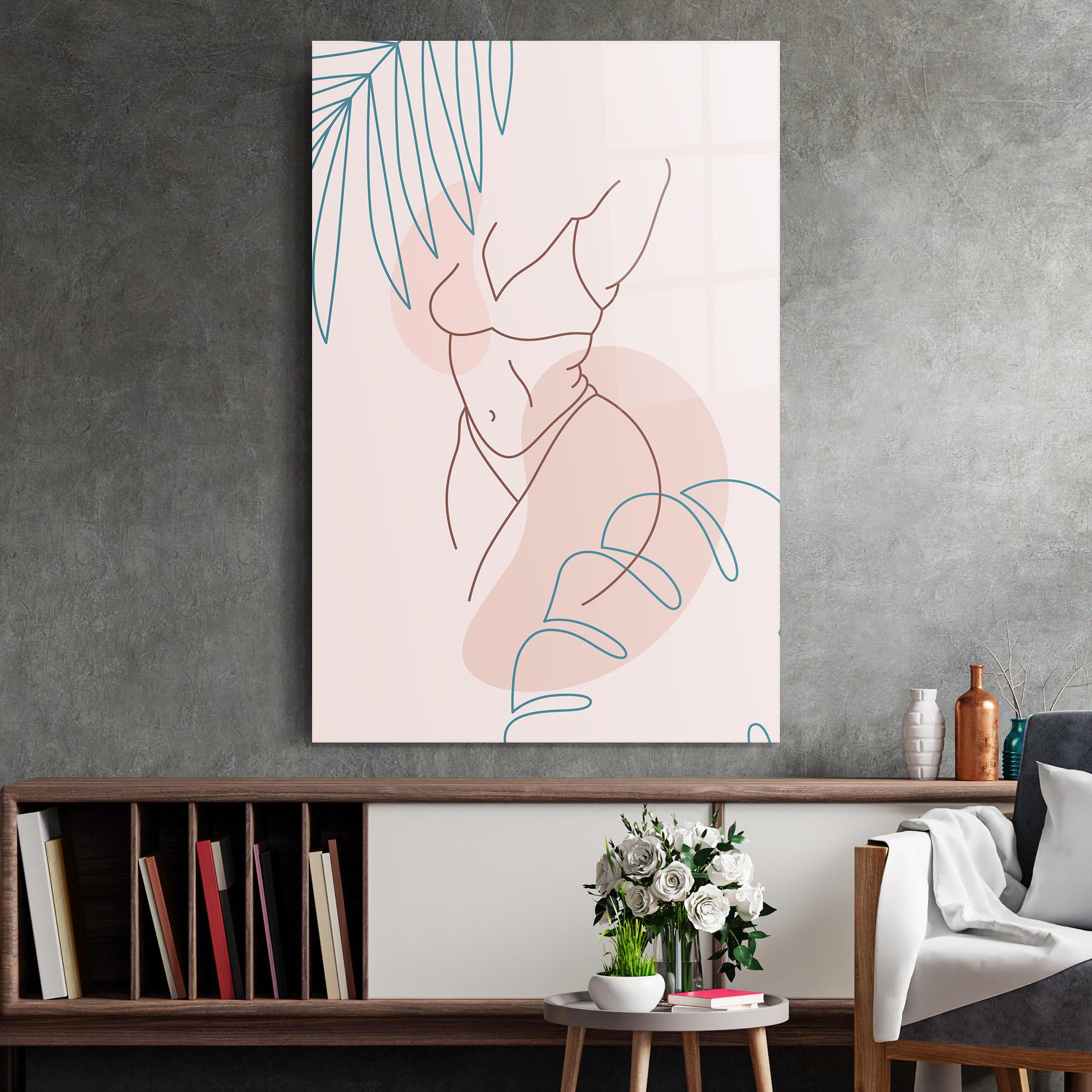 Tablou Sticla Body Line Leaf mockup 2