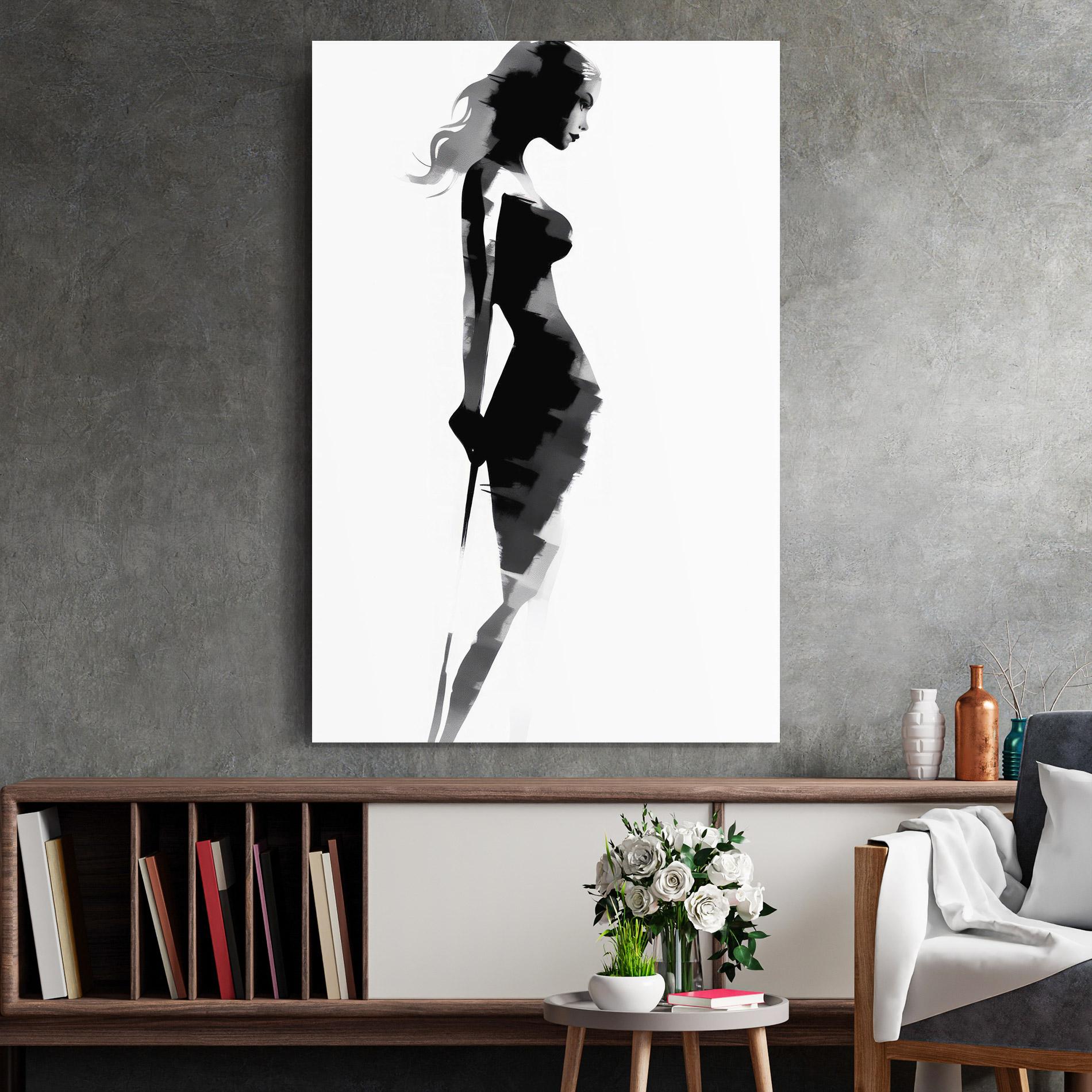 Tablou Sticla Brush Contour Drawing mockup 2