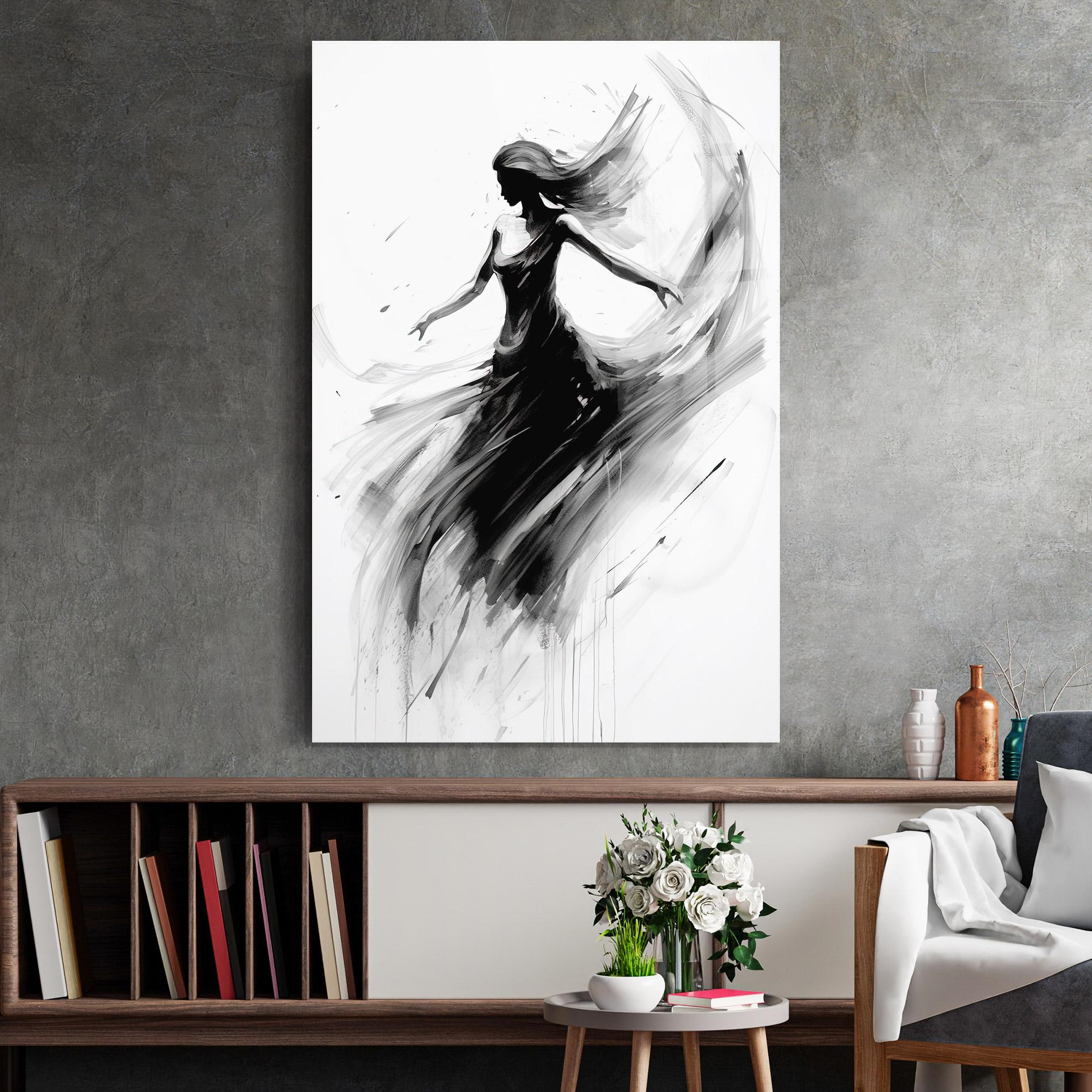 Tablou Sticla Dancing Woman Drawn mockup 2