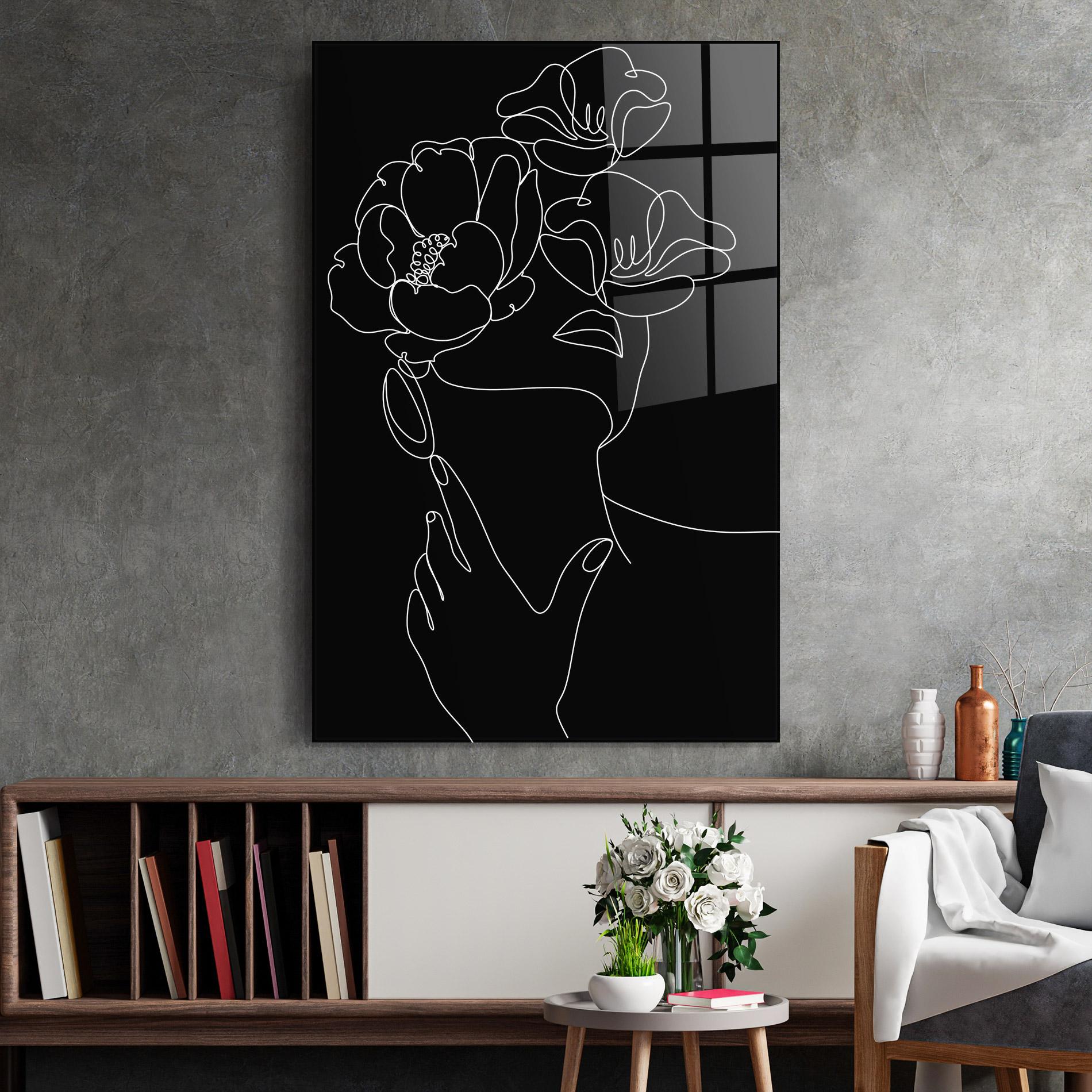 Tablou Sticla Flower Girl Line mockup 2