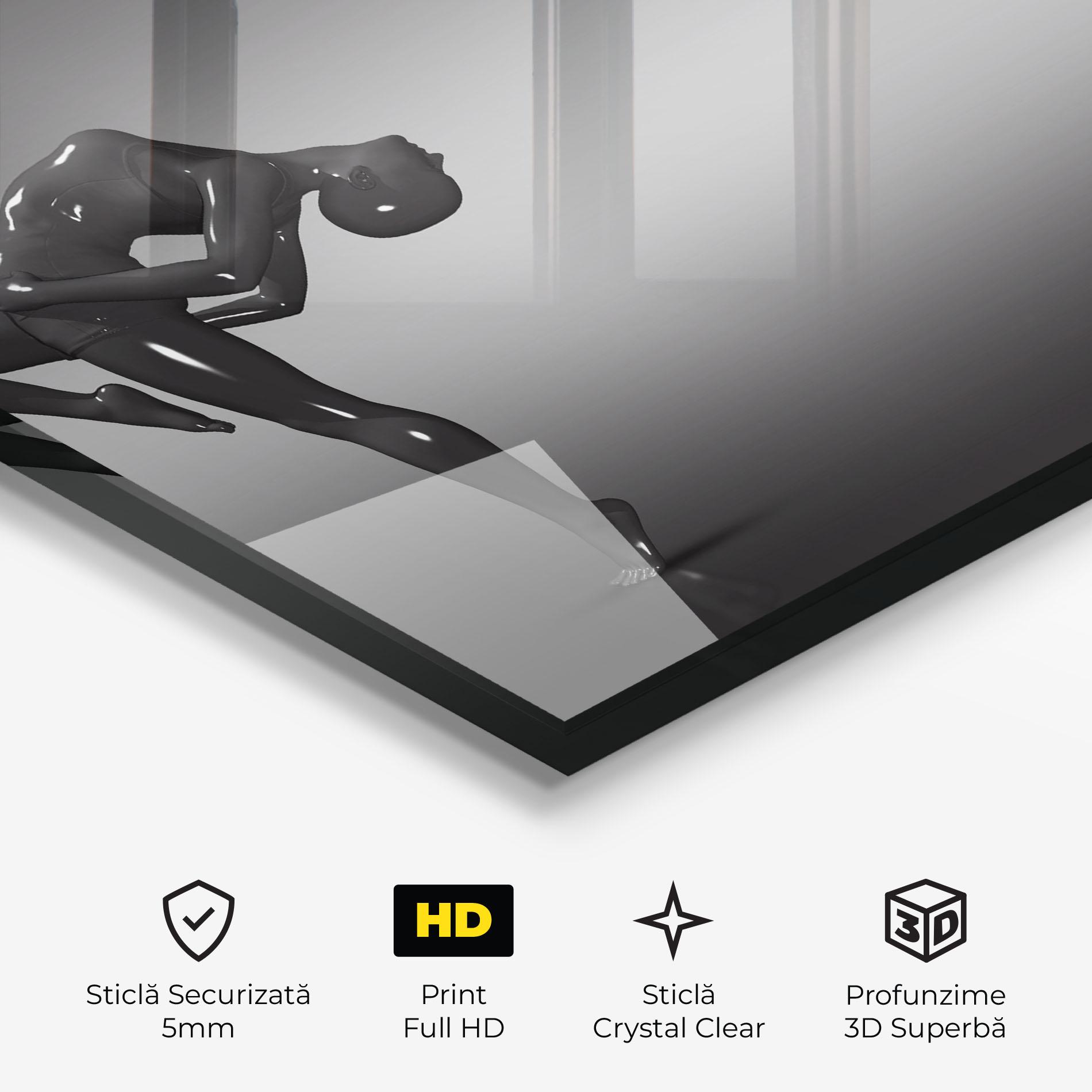 Tablou Sticla Black Glossy Female Dancer mockup 3