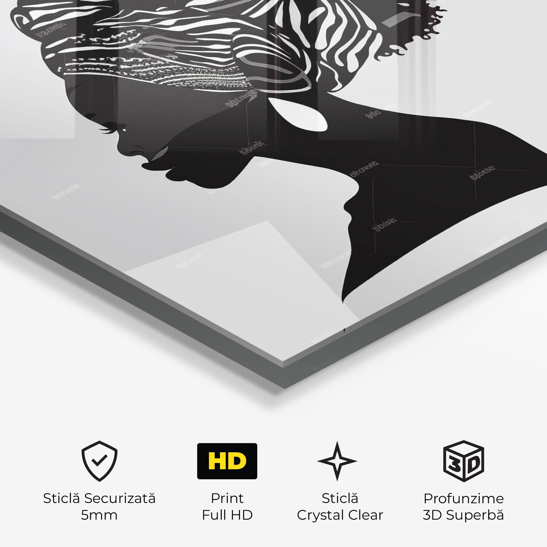 Tablou Sticla Black Woman Silhouette mockup 3