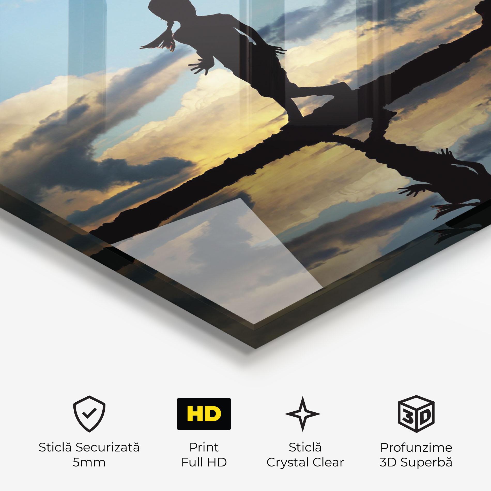 Tablou Sticla Little Girl Jumping mockup 3