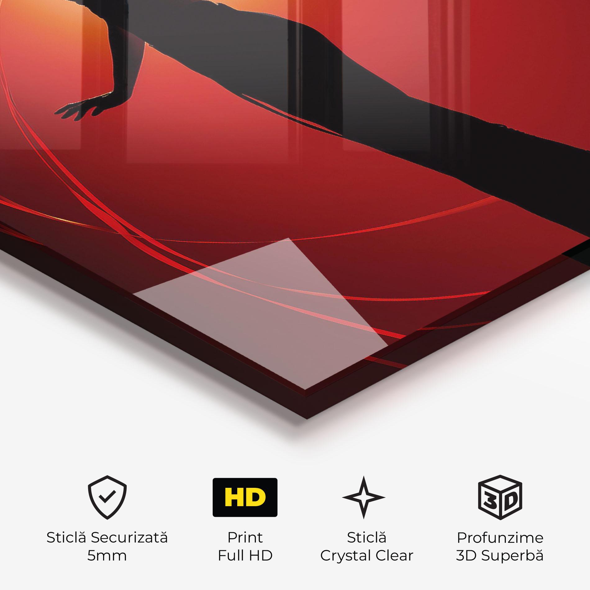 Tablou Sticla Red Background Girl mockup 3