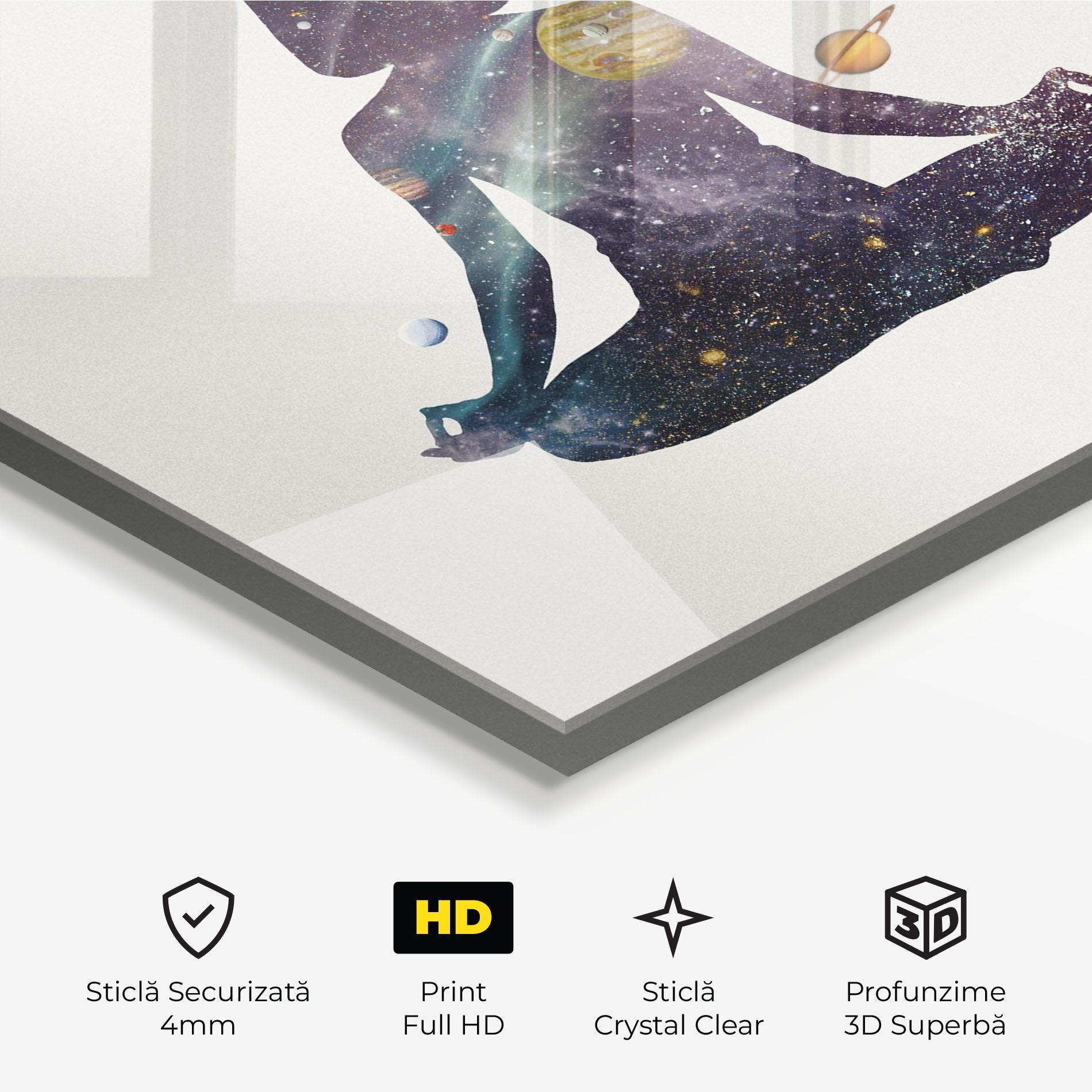 Tablou Sticla Galaxy Woman Shilouette mockup 3