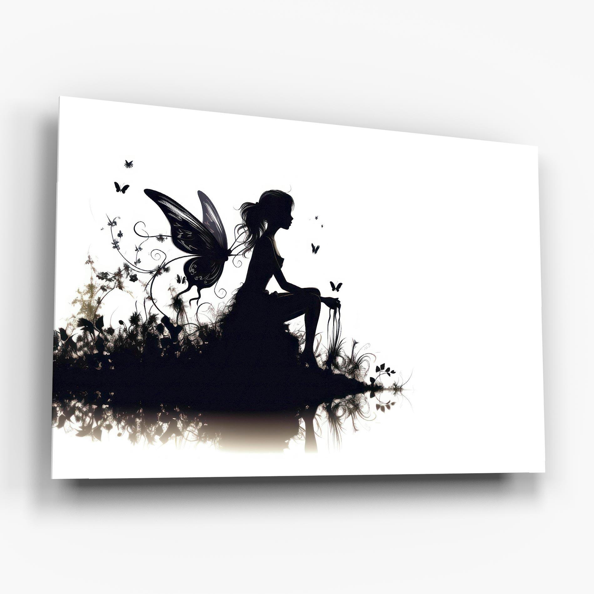 Tablou Sticla Butterfly Woman Shilouette mockup 6