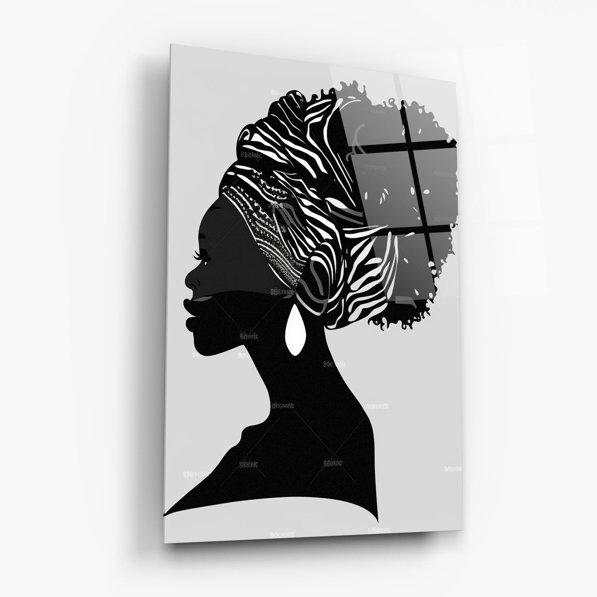Tablou Sticla Black Woman Silhouette mockup 6