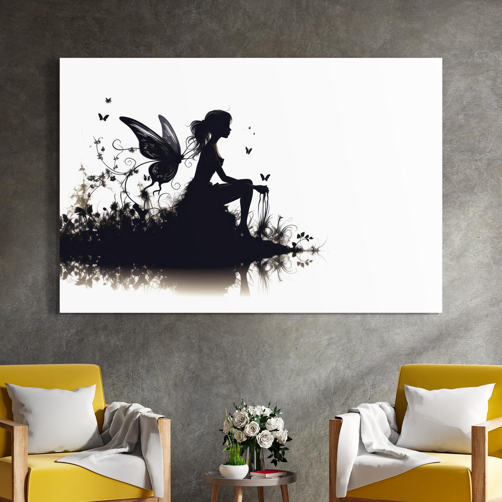 Tablou Sticla Butterfly Woman Shilouette mockup 4