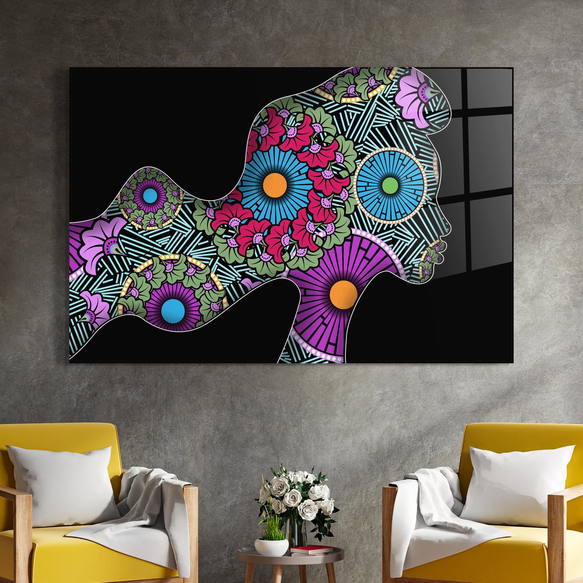 Tablou Sticla Colorful Shilouette mockup 4