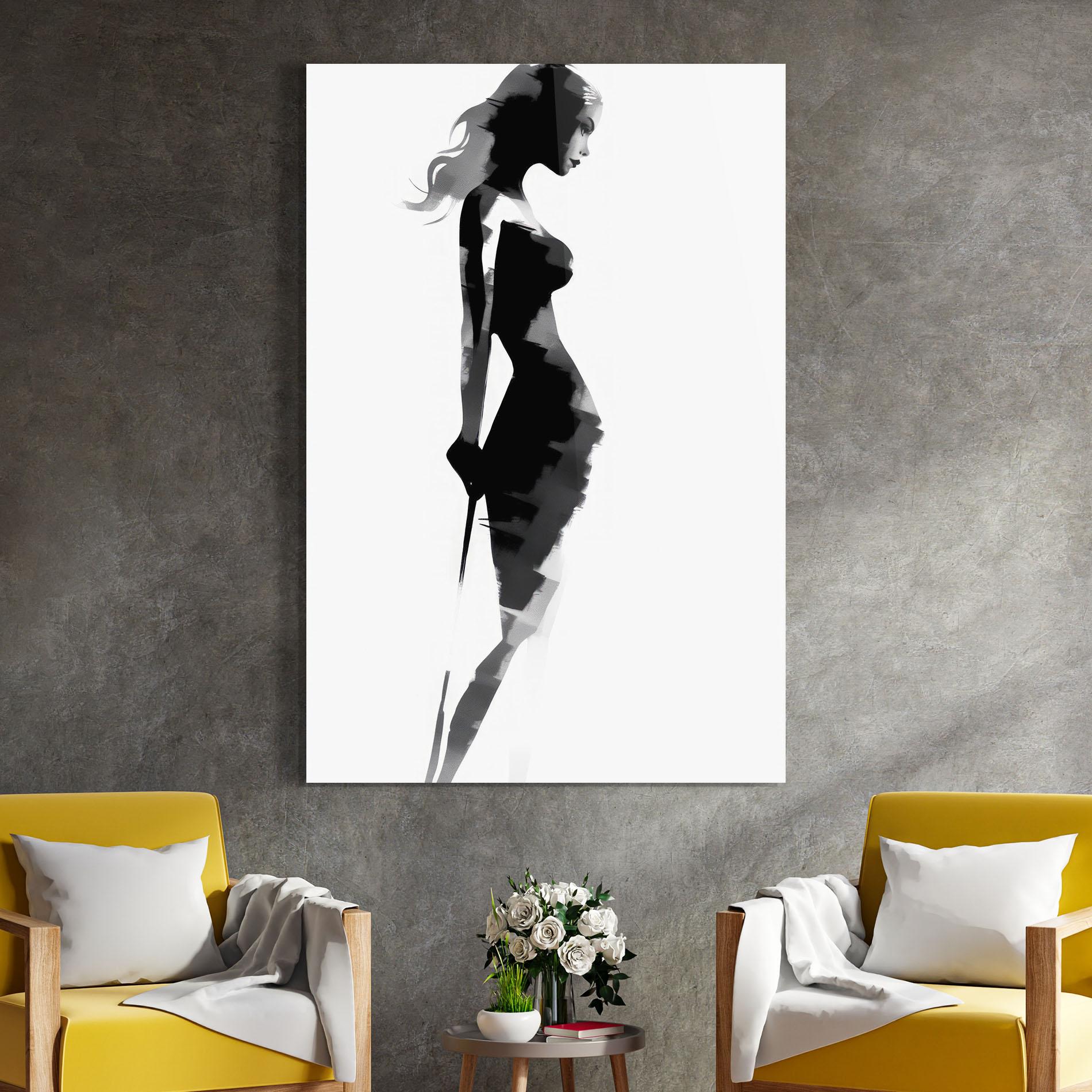 Tablou Sticla Brush Contour Drawing mockup 4