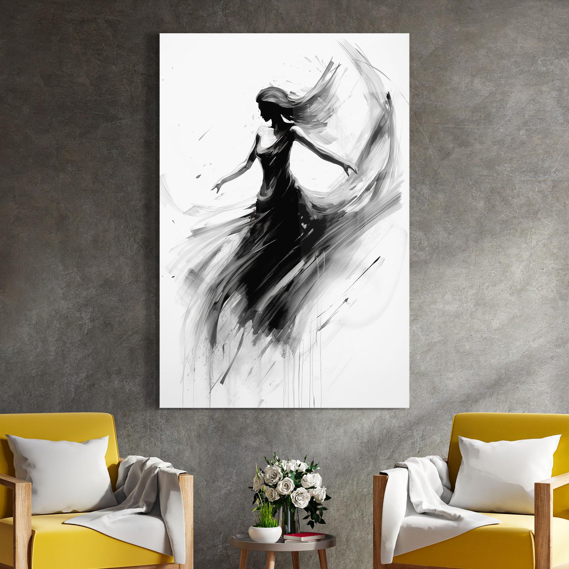 Tablou Sticla Dancing Woman Drawn mockup 4